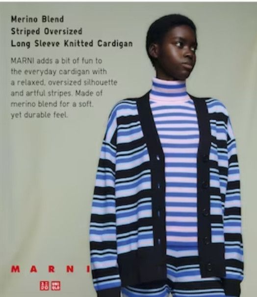 image of Aw2022 Marni X Uniqlo Striped Oversized Cardigan, Women's (Size Large)