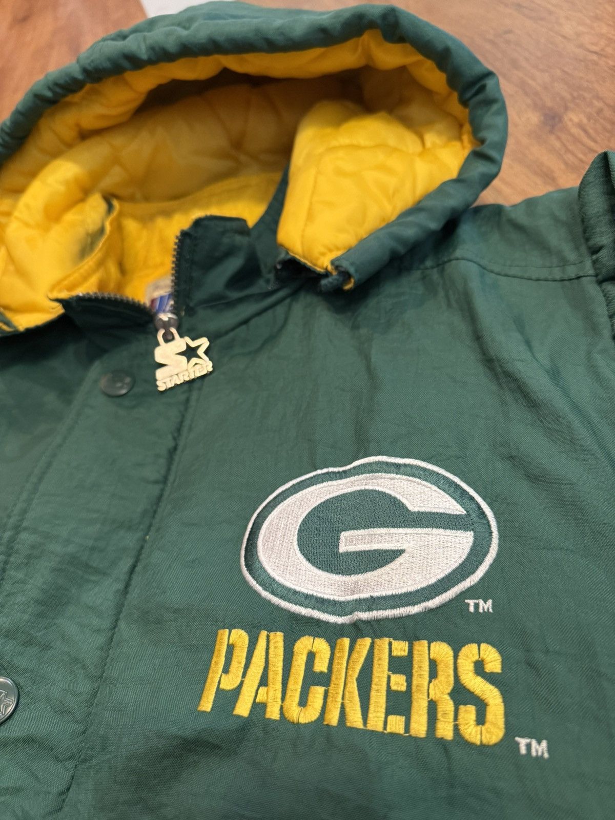 Starter Vintage 90’s Green Bay Packers Starter Jacket Puffer Quilted Size US L / EU 52-54 / 3 - 3 Thumbnail