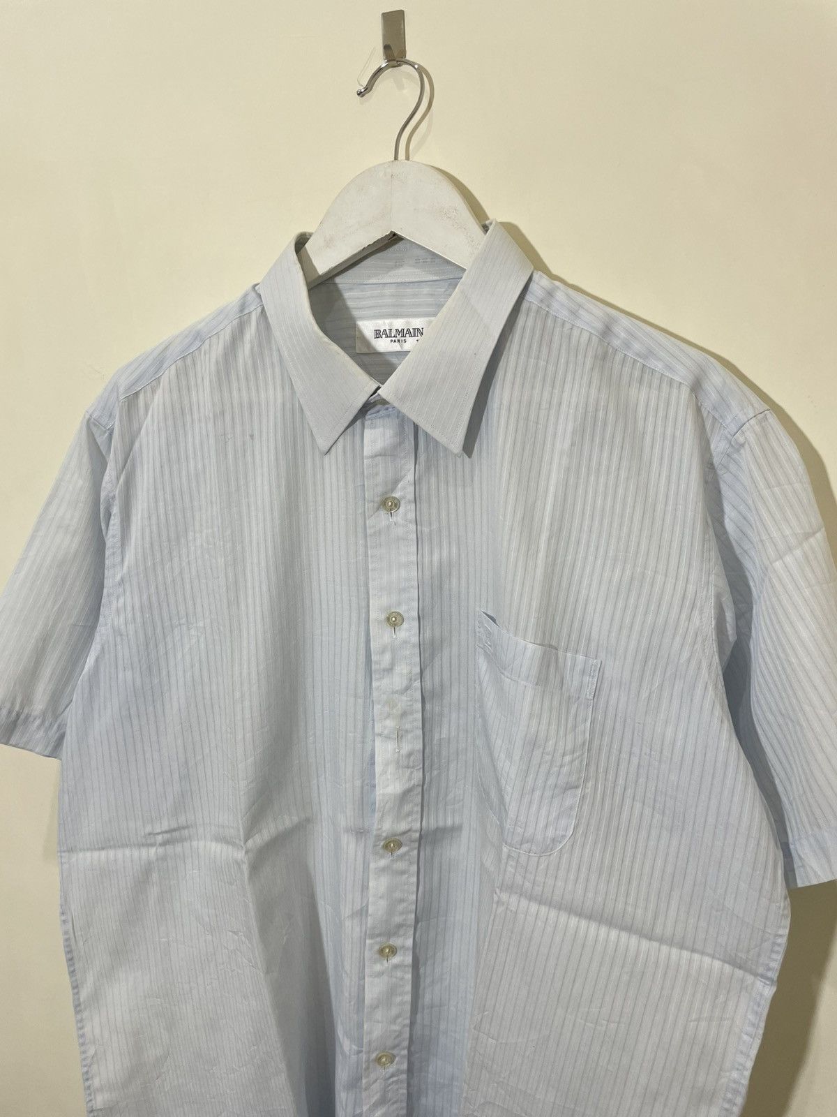 Balmain 2000s Balmain White Micro Check Short Sleeve Button Up Shirt Size US XXL / EU 58 / 5 - 2 Thumbnail