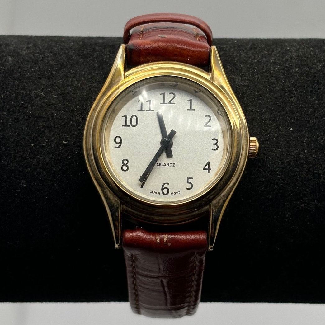 Vintage Gold Leather Watch, Women's