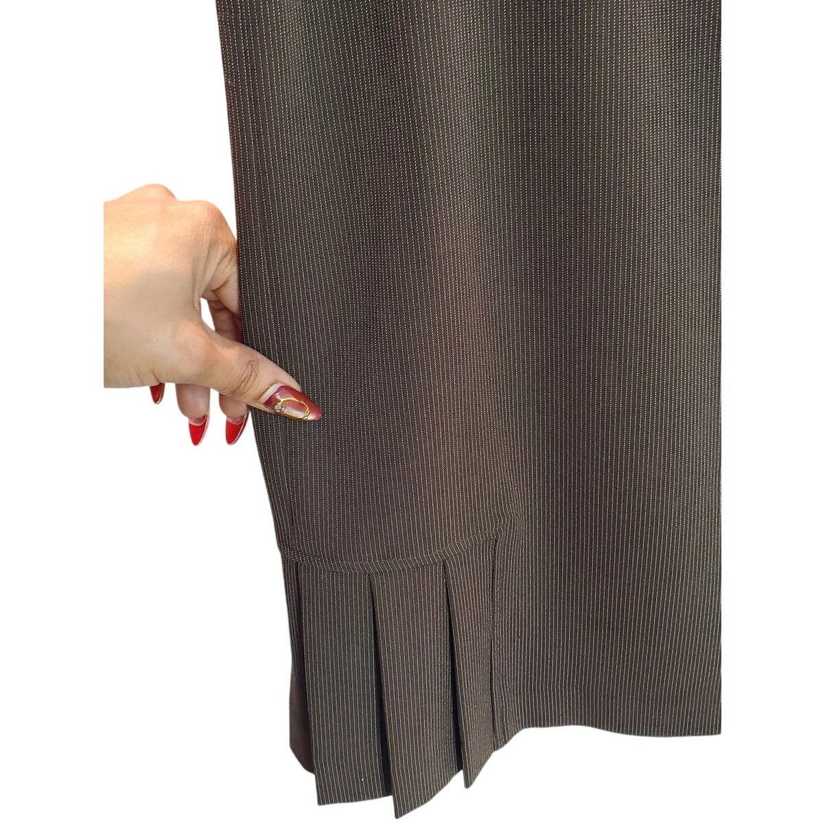 Other K.C. Spencer Brown white Pinstripe Pencil Skirt Size 16 Size 38" / US 16 / IT 52 - 4 Thumbnail