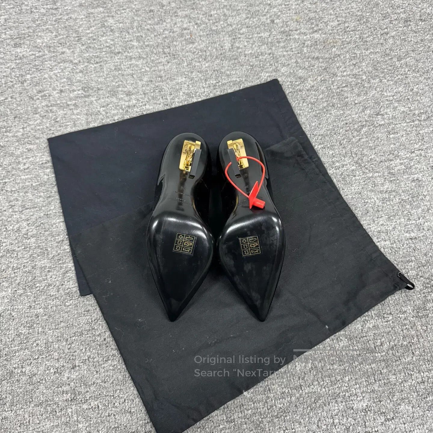 Saint Laurent Paris Saint Laurent Paris Black lacquered, gold-plated, pointed- Size US 7.5 / IT 37.5 - 5 Thumbnail
