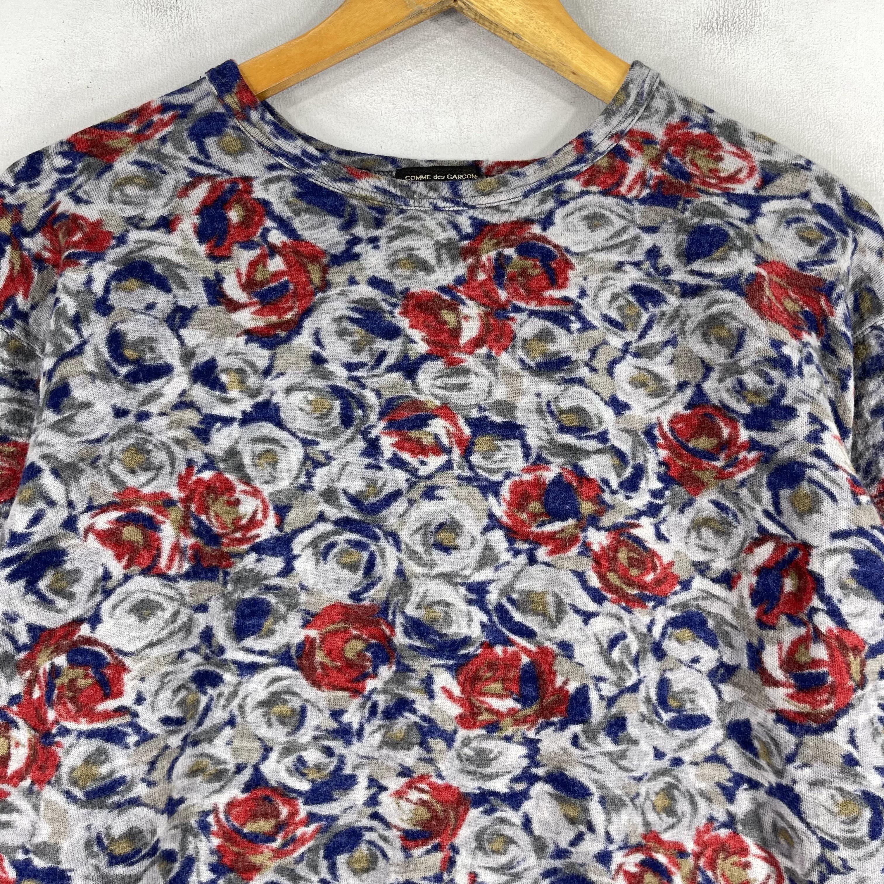 Comme des Garcons × Comme des Garcons Homme Plus × Vintage COMME DES GARCONS AD1988 Flower Motive Wool Sweater Size S / US 4 / IT 40 - 2 Thumbnail