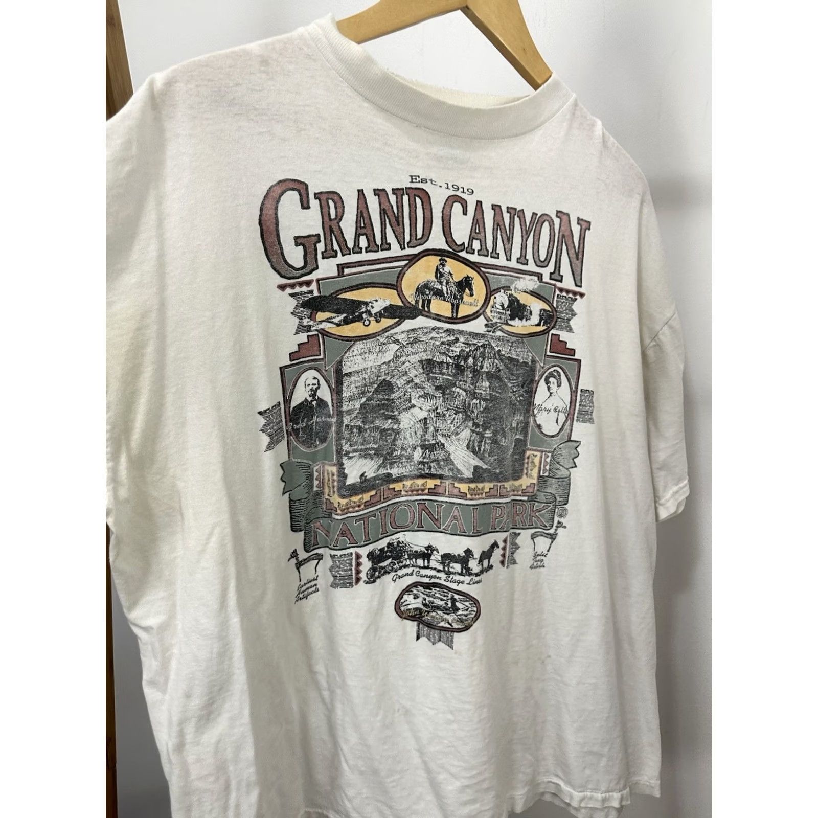 Vintage VTG Grand Canyon Distressed Worn Cotton Boxy T-Shirt XL Size White Men Size US XL / EU 56 / 4 - 5 Thumbnail