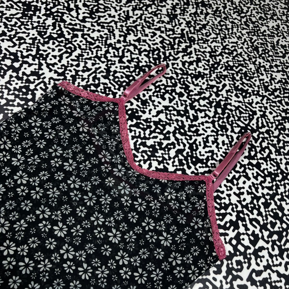 Vintage Vintage Y2K Sexy Mesh Floral Monogram Flower Print Tank Top Size S / US 4 / IT 40 - 5 Thumbnail