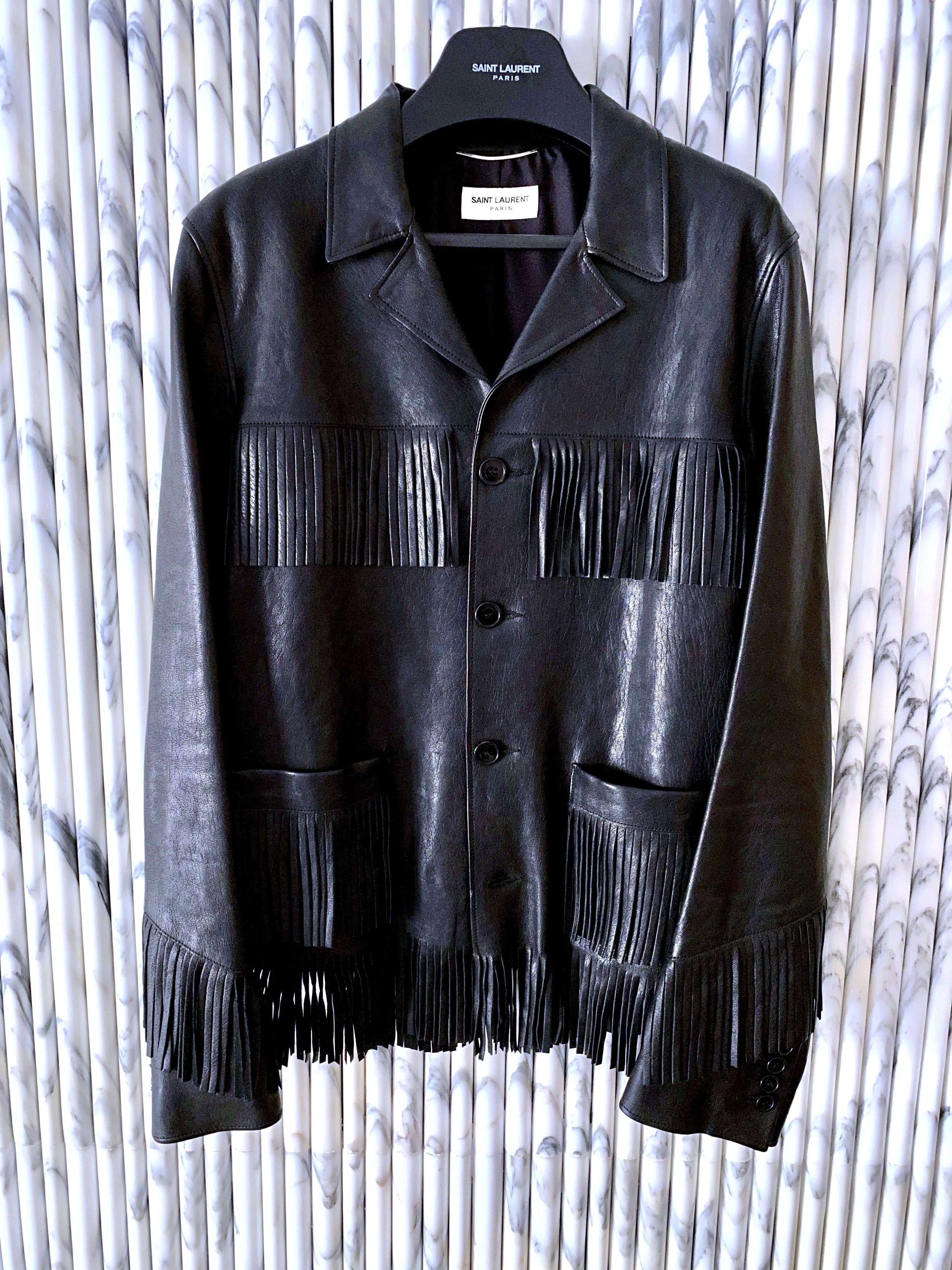 Hedi Slimane × Saint Laurent Paris NEW AW13 L12 CURTIS WESTERN FRINGED LAMBSKIN JACKET Size US M / EU 48-50 / 2 - 1 Thumbnail