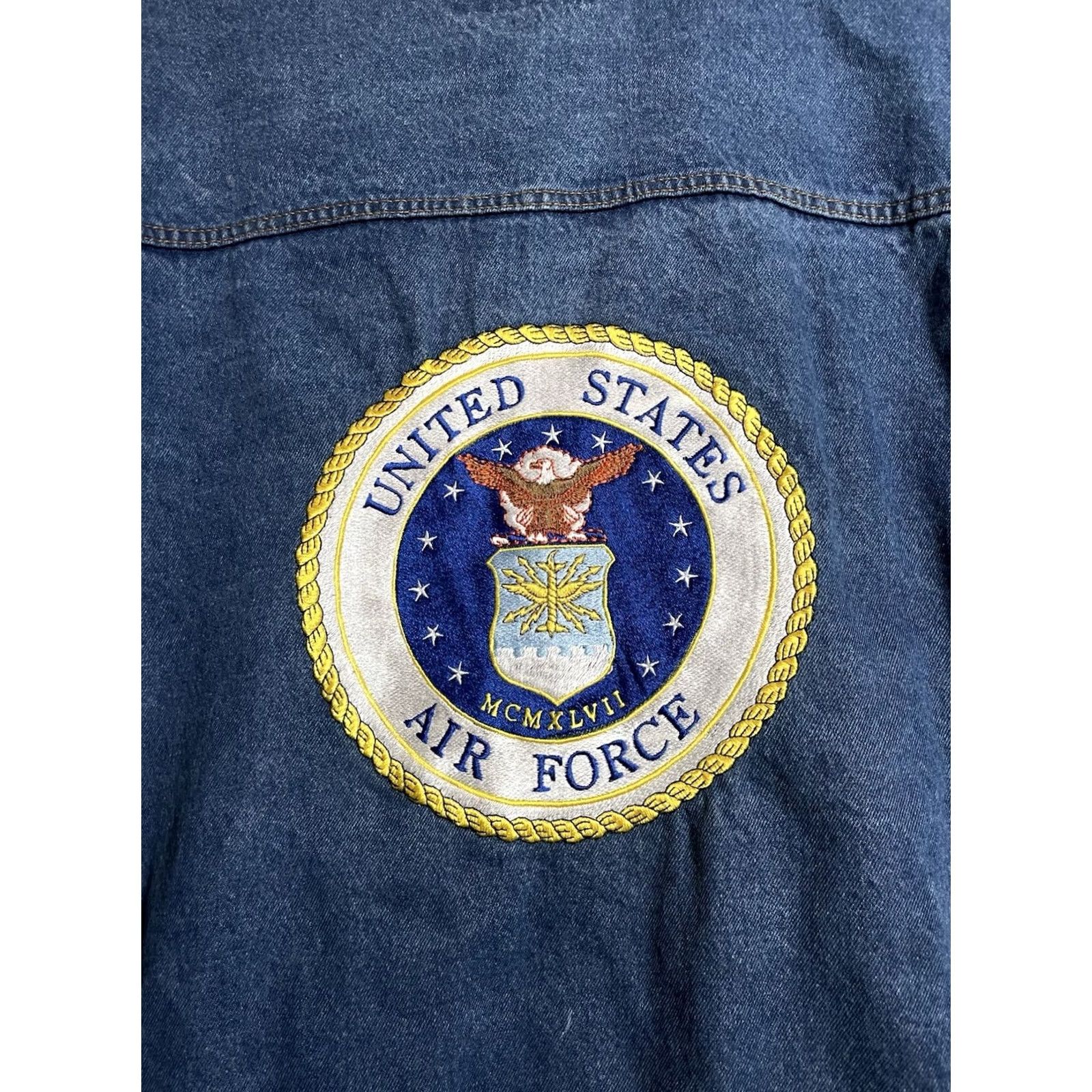 Paradise VINTAGE USAF United States Air Force Denim Jacket Mens M Blue 80s 90s Air Force Bomber Jacket Jacket Size US M / EU 48-50 / 2 - 2 Thumbnail