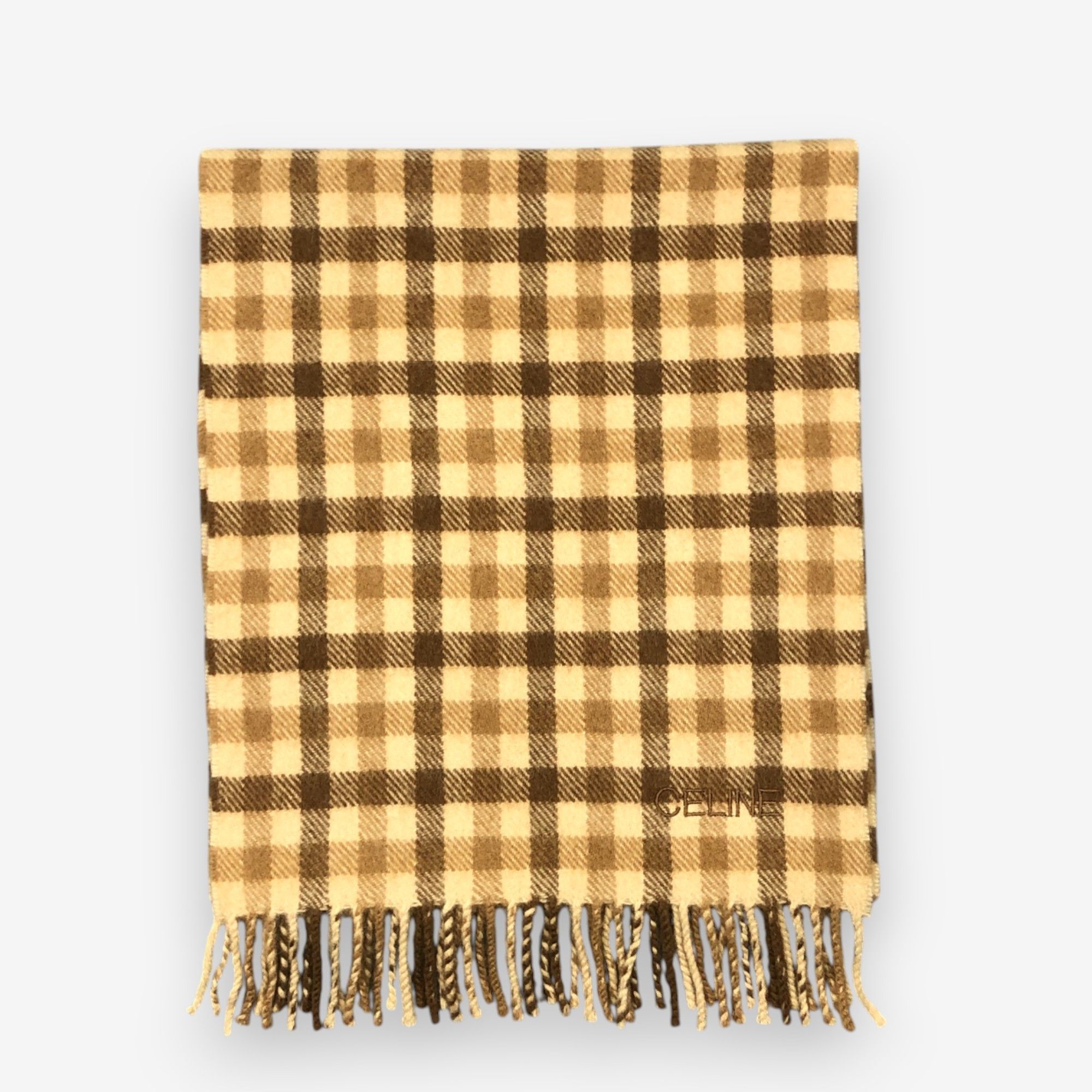 Celine Vintage Celine Scarf Muffler Wool Plaid Tartan Scarves Size ONE SIZE - 2 Thumbnail