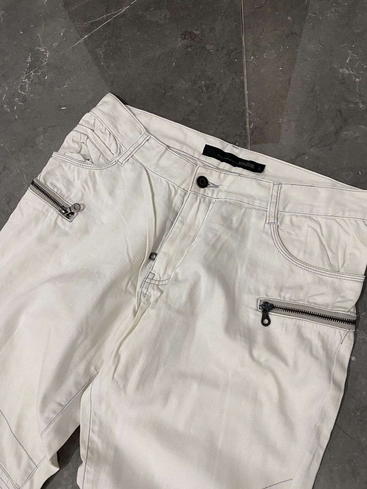 Schlussel Japanese Biker White Pants Vkei