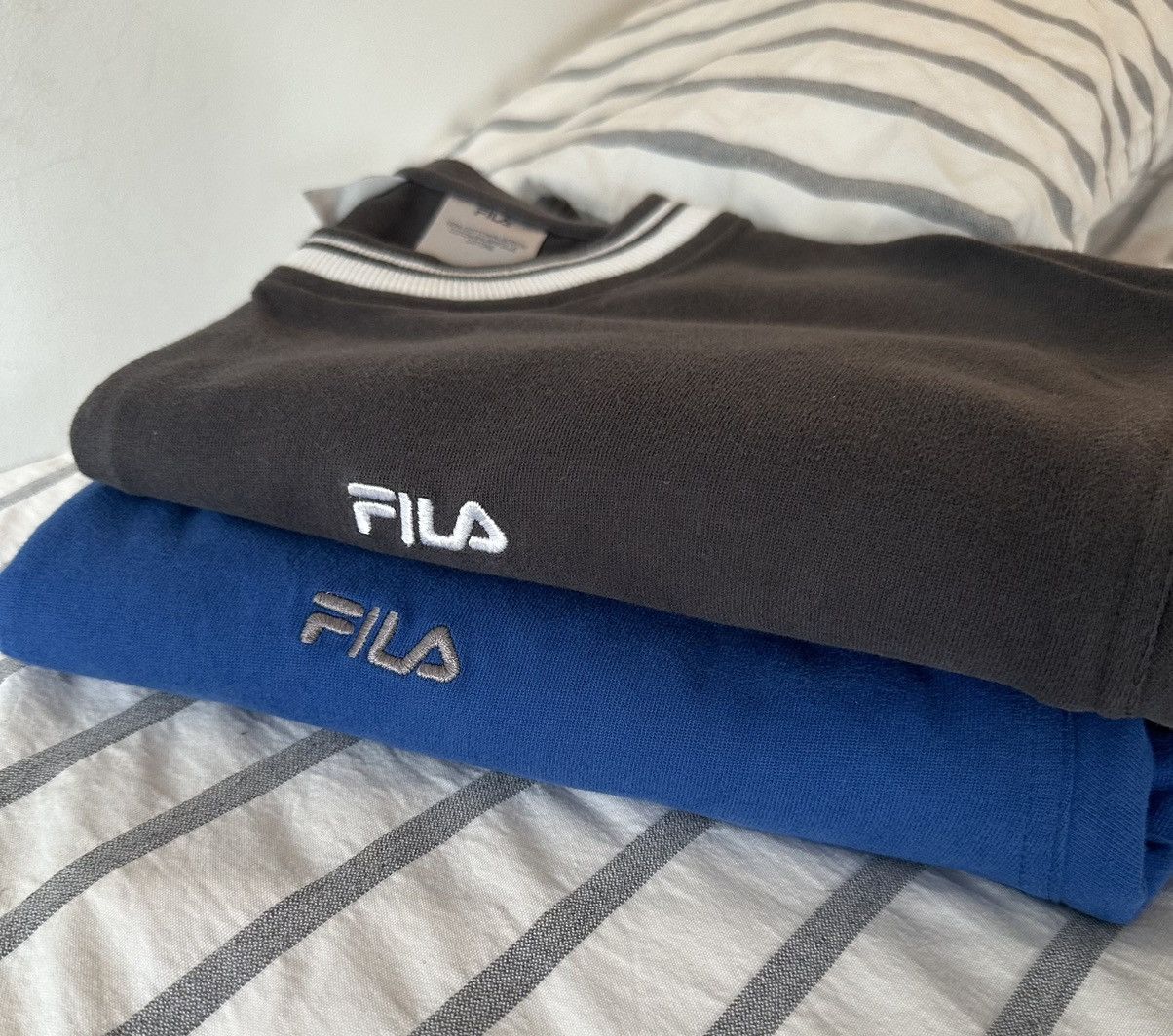 image of Fila Vintage Stripe-Collar Tee Bundle in Grey/Blue, Men's (Size Large)