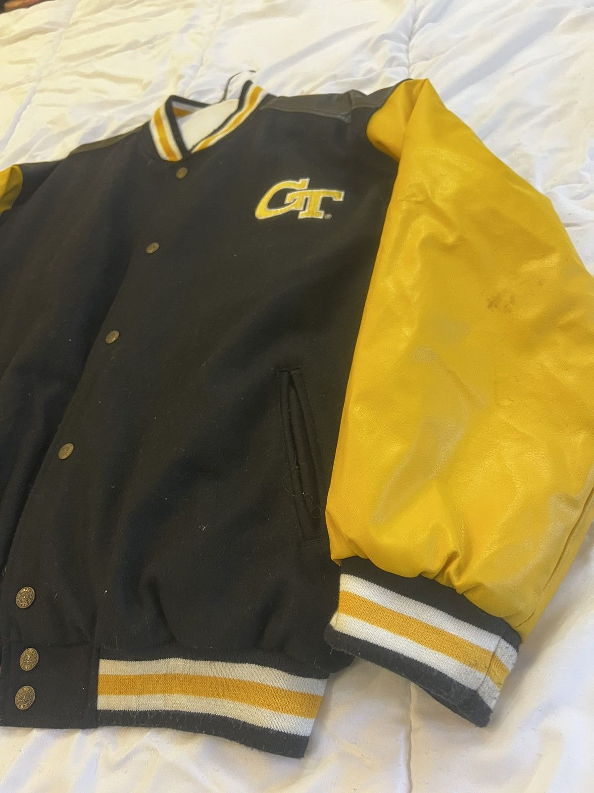 Steve And Barrys Georgia Tech University Steve & Barry Leather Bomber Jacket Size US L / EU 52-54 / 3 - 8 Thumbnail
