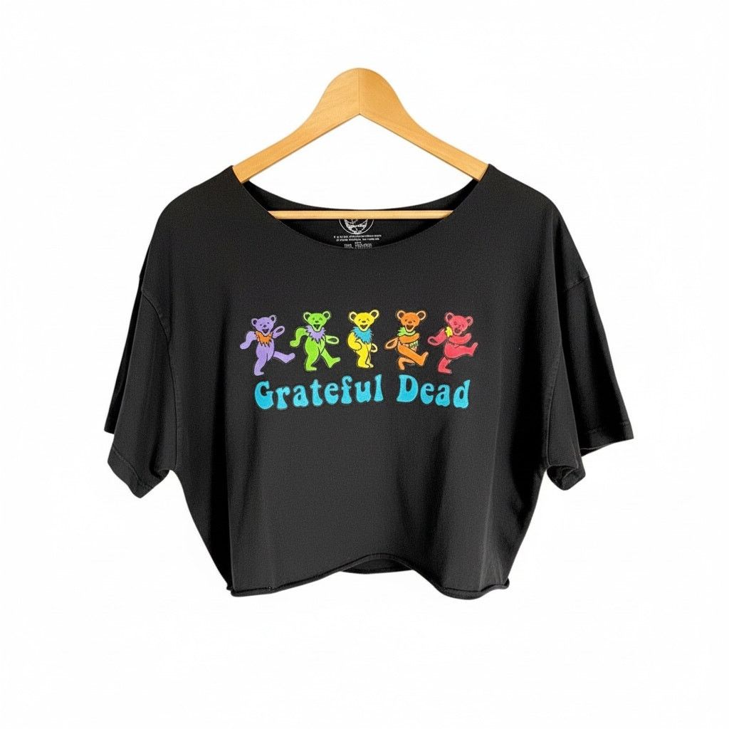 Grateful Dead Women's Grateful Dead Bears Cropped Black T-Shirt - XXL 2X Size XXL / US 16-18 / IT 52-54 - 1 Thumbnail