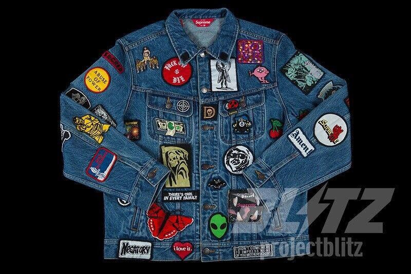 Supreme SS18 SUPREME PATCHES DENIM TRUCKER JACKET BLUE M Size US M / EU 48-50 / 2 - 2 Thumbnail