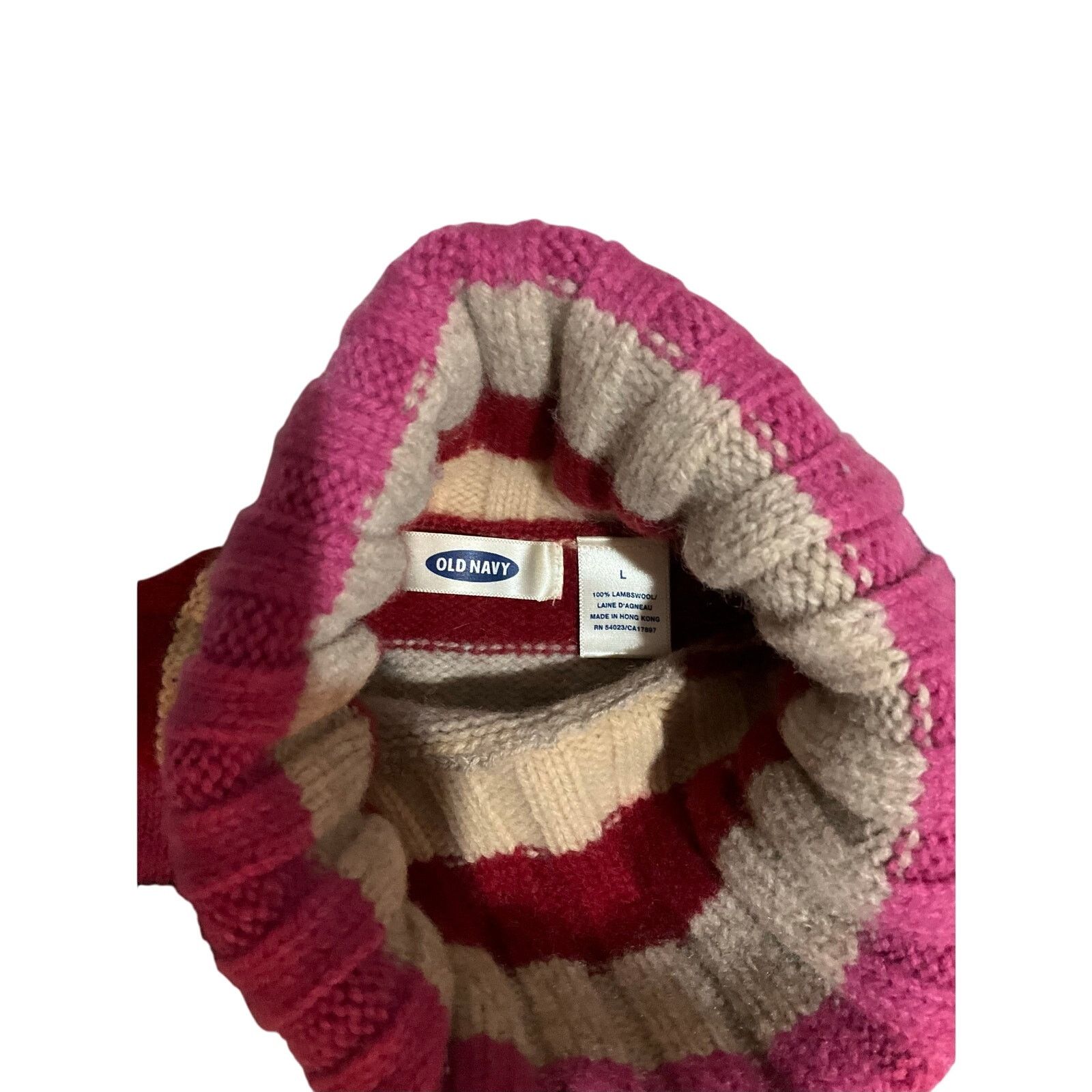Old Navy Old Navy Y2K 100% Lambs Wool Turtleneck Sweater Stripe Size L / US 10 / IT 46 - 3 Thumbnail
