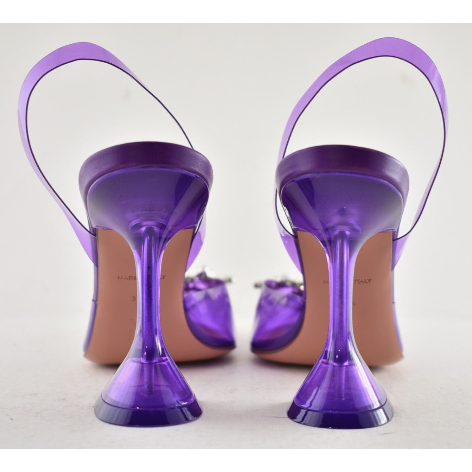 Amina Muaddi Amina Muaddi 95 Begum Glass PVC Purple Slingback Size US 8 / IT 38 - 17 Thumbnail