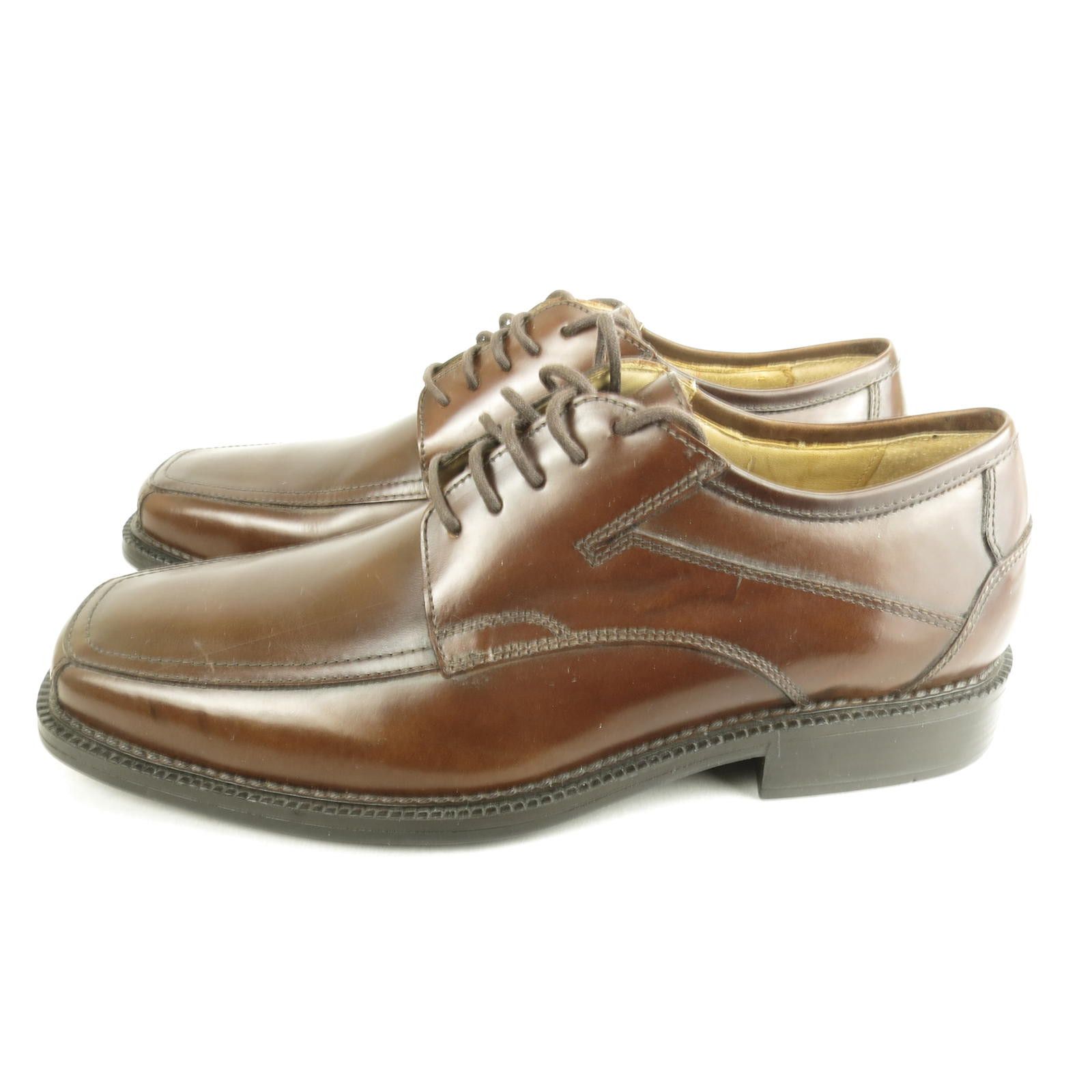 Designer Bass "Flex" Brown Leather Square Toe Dress Oxford Mens 9.5M Size US 9.5 / EU 42-43 - 1 Thumbnail