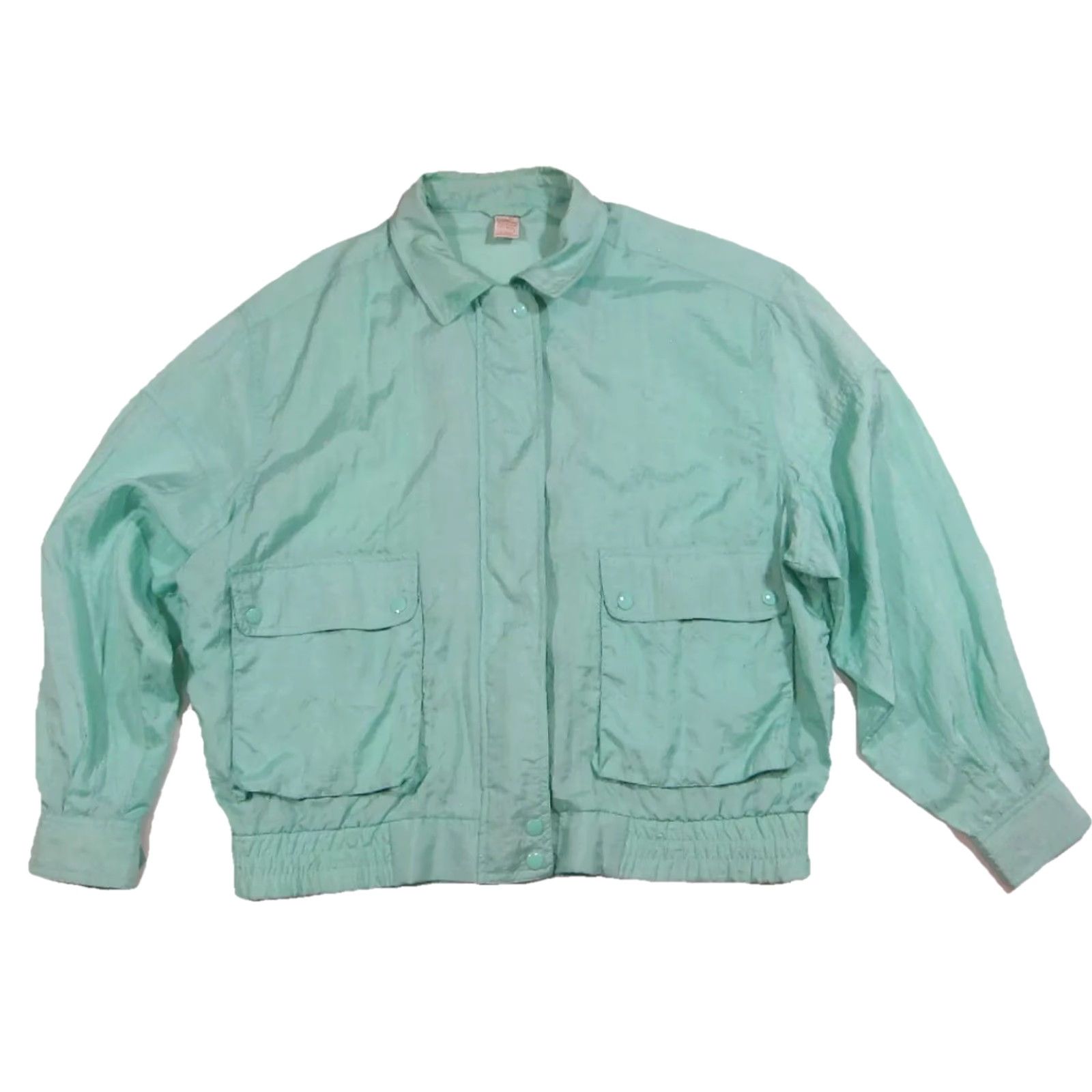 Jantzen Vintage Jantzen Windbreaker Jacket Large Nylon Mint Green Zip Pocket 100% Nylon Pockets Zip Collared Women Size L / US 10 / IT 46 - 7 Thumbnail