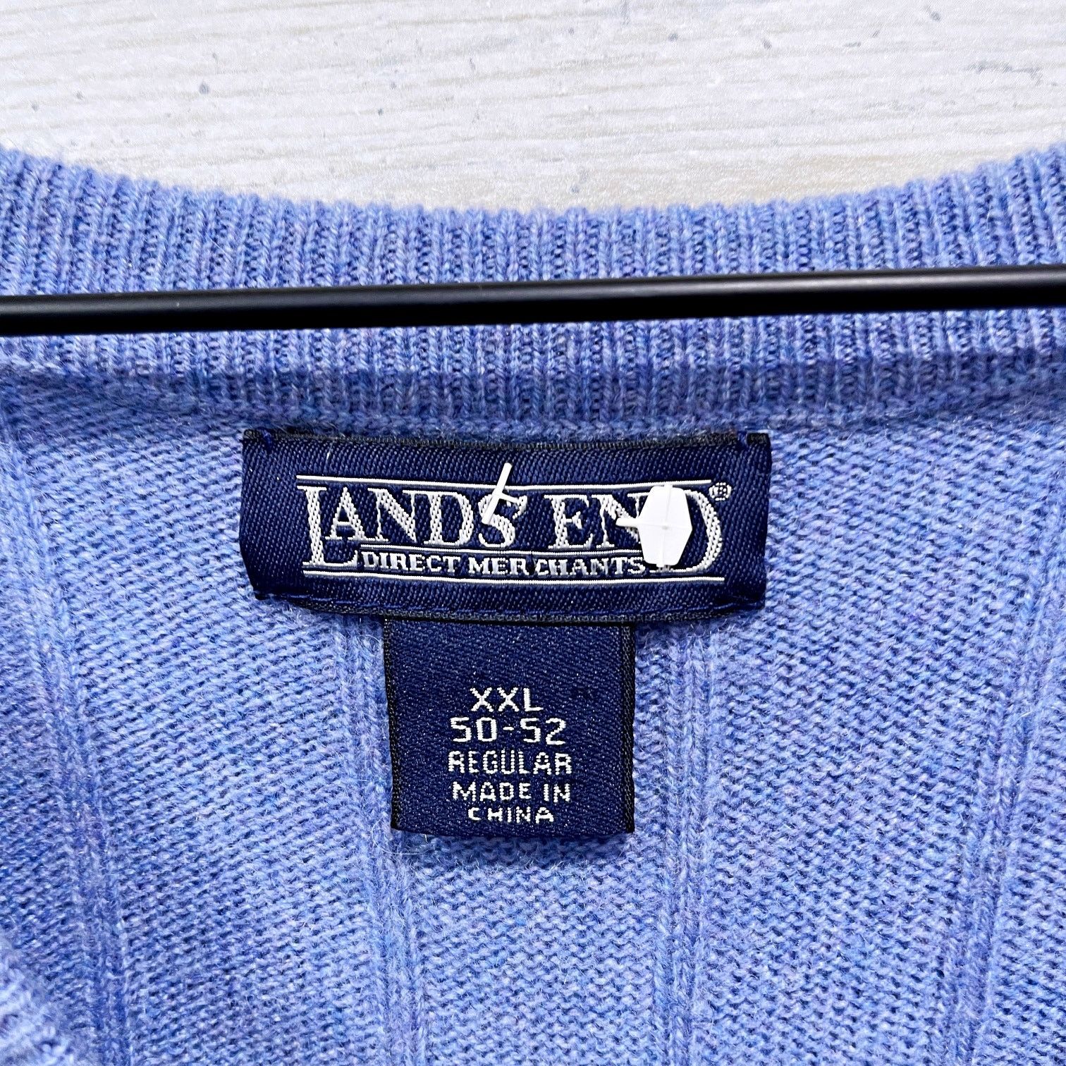 Lands' End Lands End Ribbed 100% Cashmere Sweater Blue V Neck XXL Size US XXL / EU 58 / 5 - 5 Thumbnail