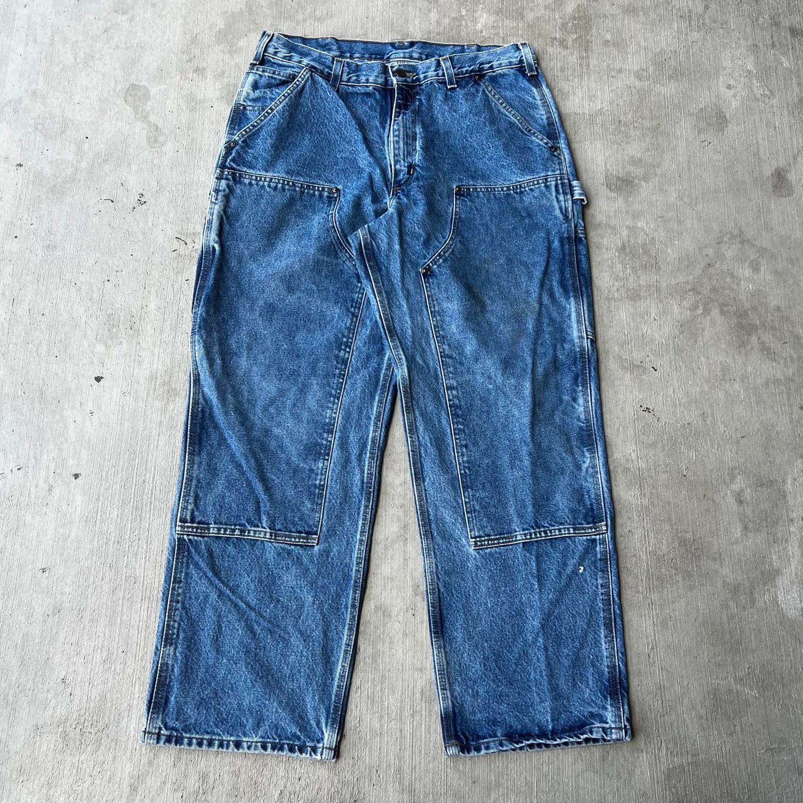 Carhartt × Vintage Carhartt blue denim double knee work wear carpenter pants Size US 32 / EU 48 - 1 Thumbnail