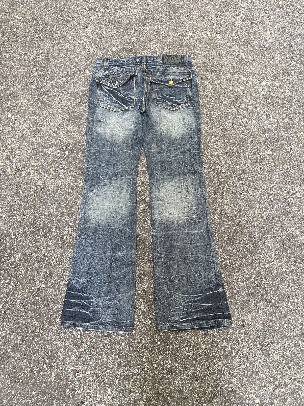 If Six Was Nine Flare Jeans Lowbox Low Rise Distressed Denim Faded Boot Cut Size US 31 - 10 Thumbnail