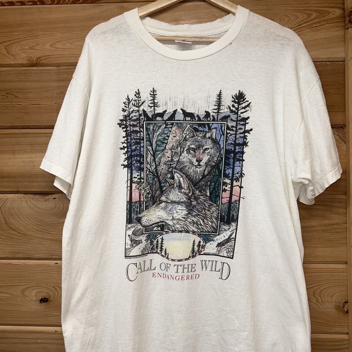 Vintage Vintage 90s Call Of The Wild Wolf Nature Distressed T Shirt Size US L / EU 52-54 / 3 - 2 Thumbnail