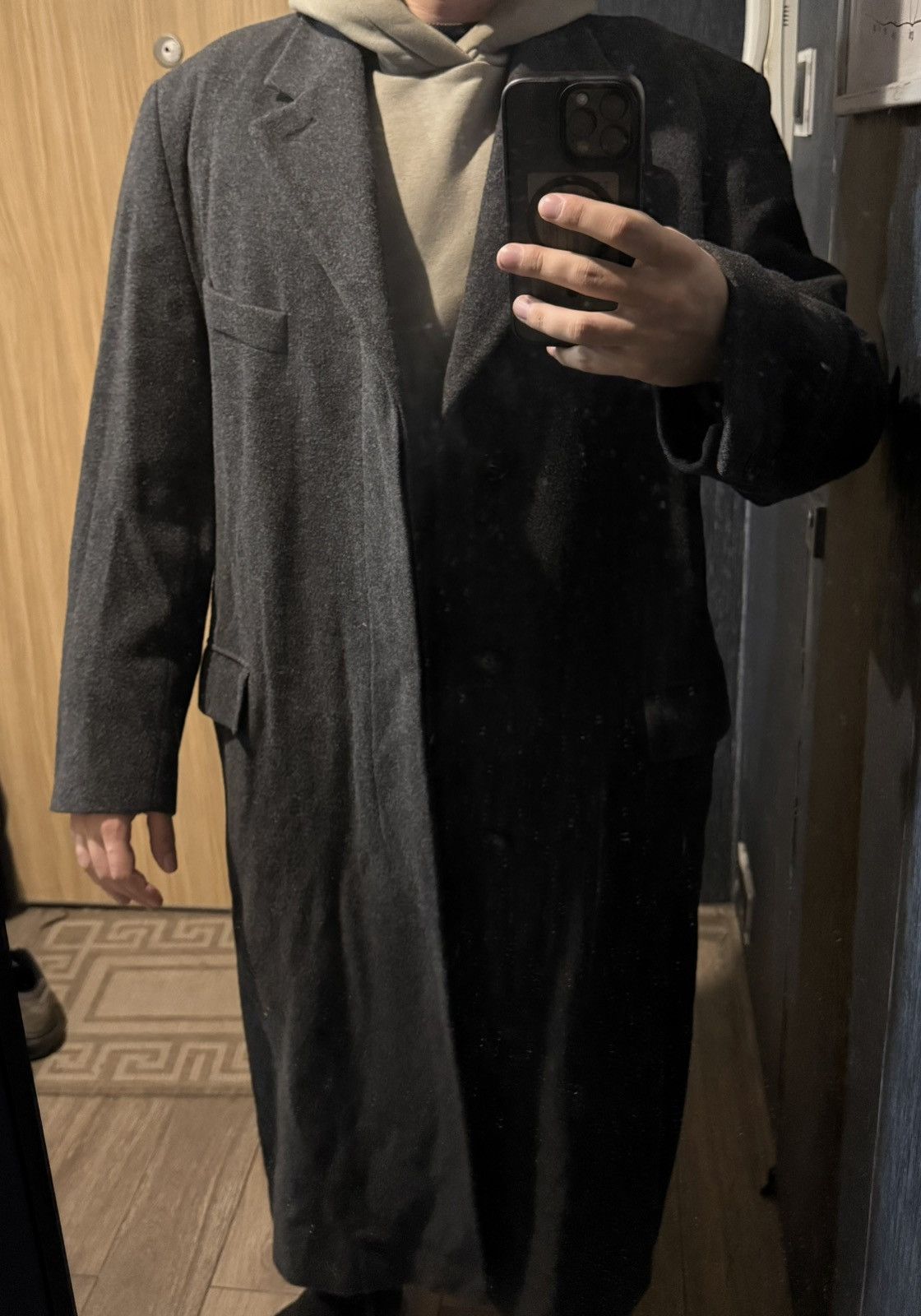 Yves Saint Laurent Grey Wool YSL Coat Heavy Soft Long Size US L / EU 52-54 / 3 - 25 Thumbnail