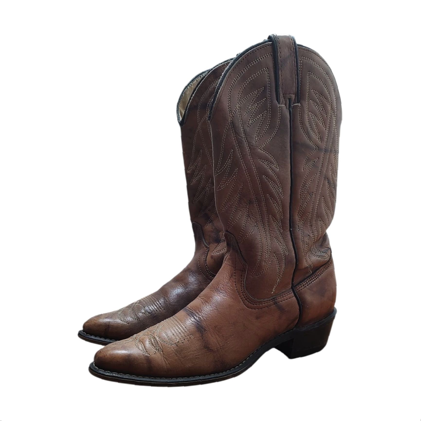 Wrangler VINTAGE Wrangler Western Boots Leather Brown N 7.5 USA Made Boots Women Mid-Calf Almond Toe Western Mu Size US 8 / IT 38 - 6 Thumbnail