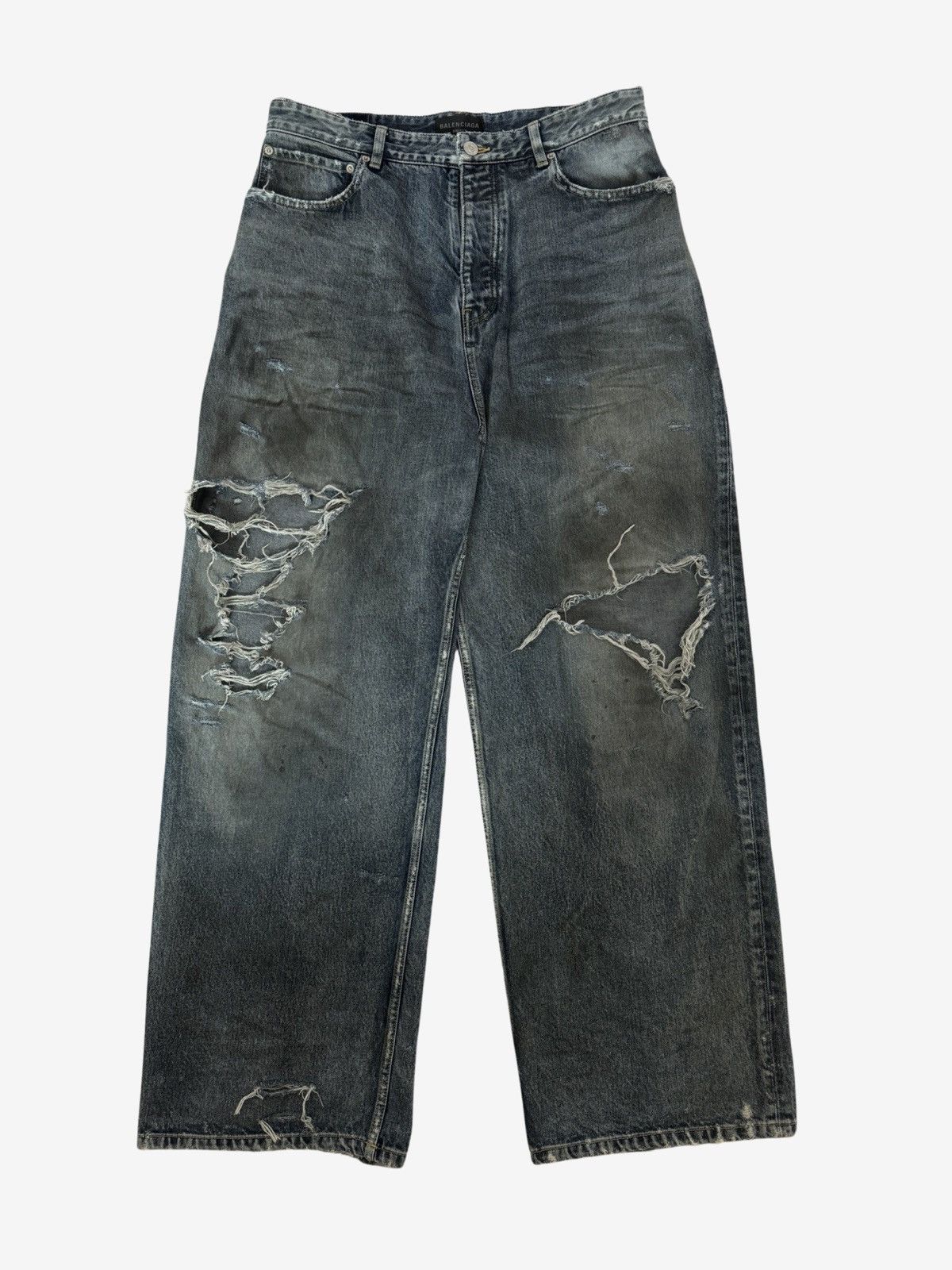Balenciaga *RARE* Balenciaga SS23 Mud Oil Spilled Denim Baggy Version Size US 36 / EU 52 - 1 Thumbnail