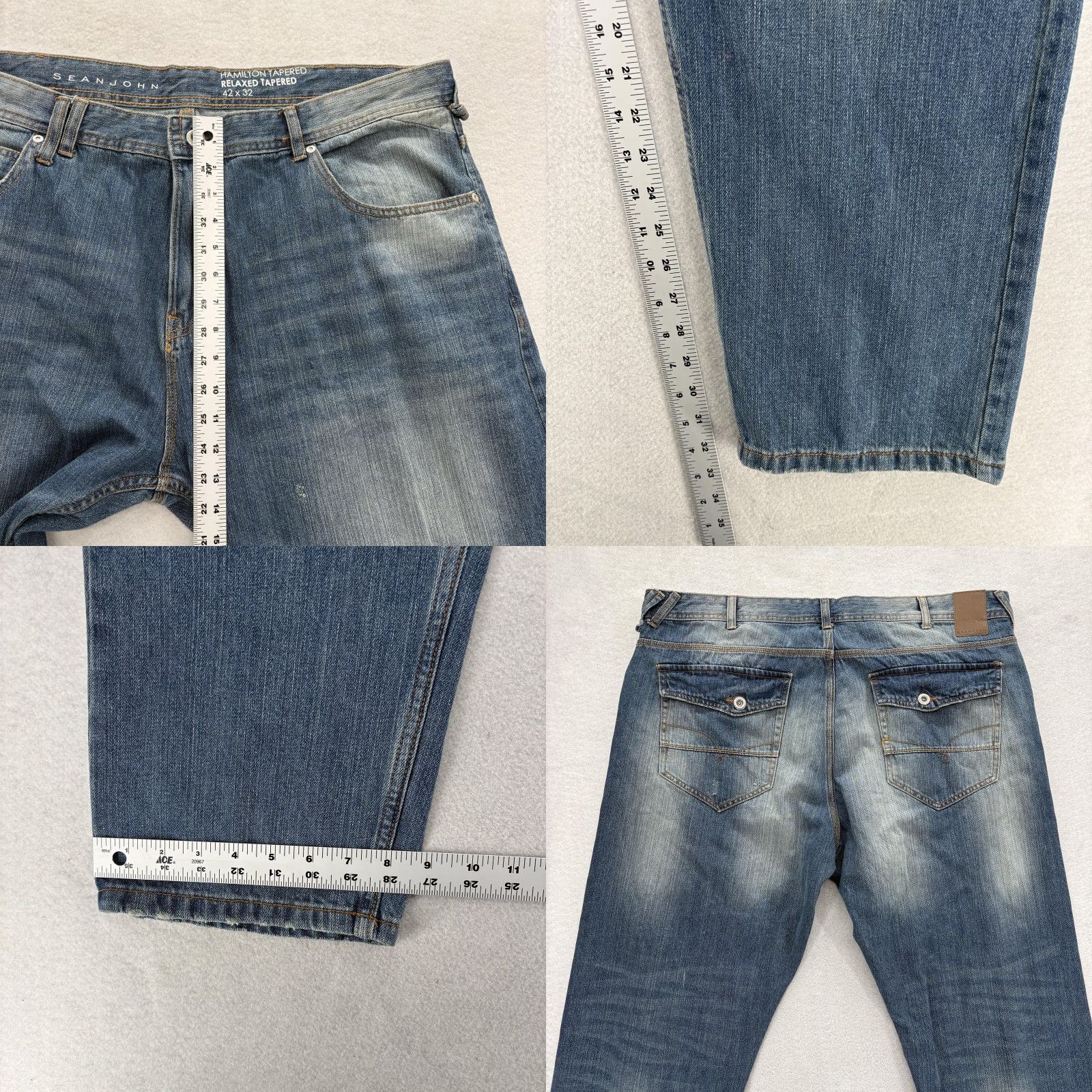 Sean John Sean John Jeans Mens 42x32 Blue Hamilton Relaxed Tapered Denim Hip Hop Y2K Skate Jeans Size US 42 / EU 58 - 8 Thumbnail
