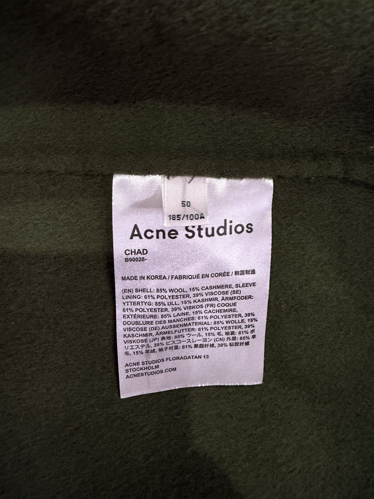 Acne Studios ACNE STUDIOS CHAD COAT CASHMERE OVERCOAT MEDIUM SZ 50 GREEN Size US M / EU 48-50 / 2 - 5 Thumbnail