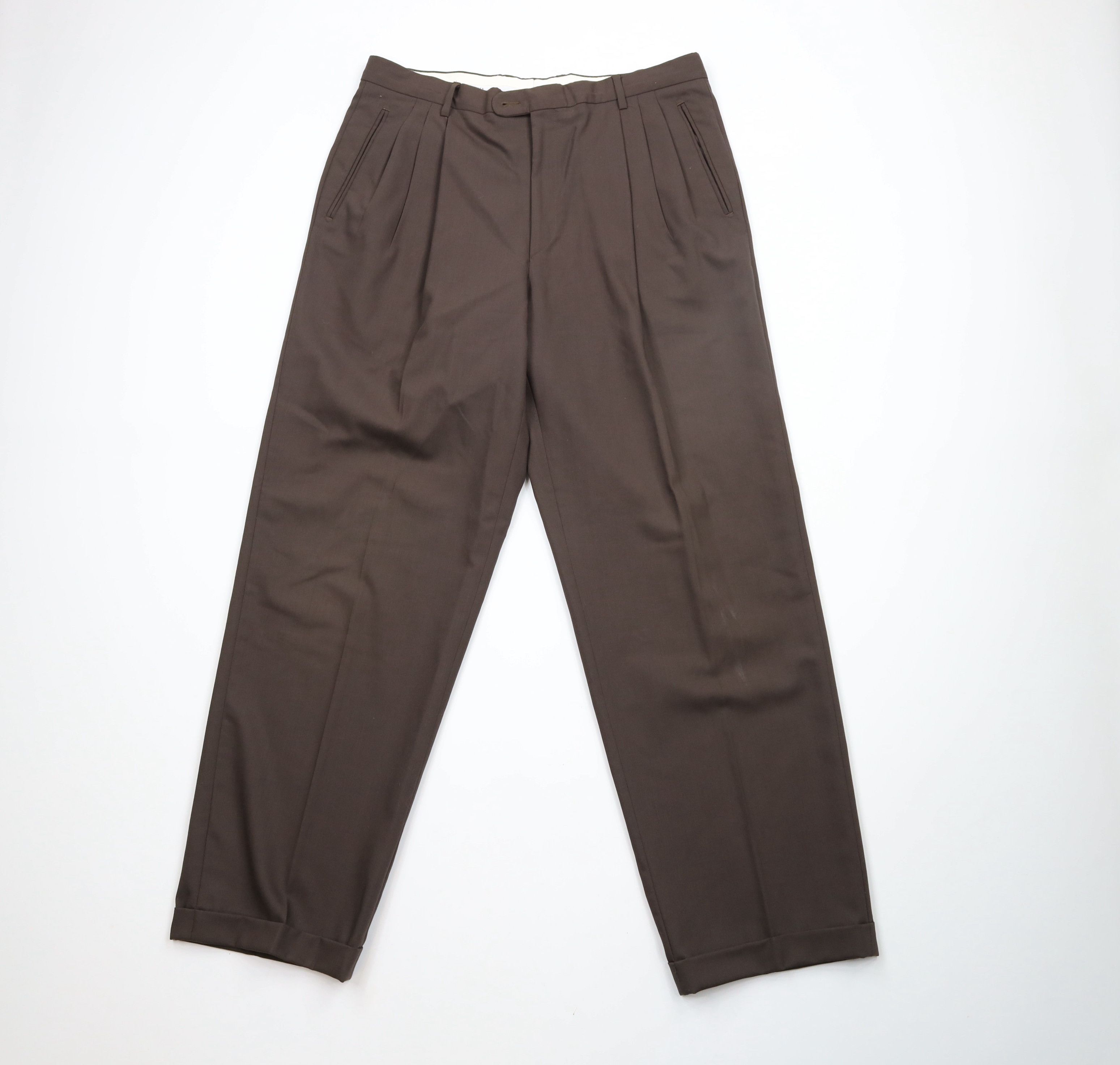 Vintage Vintage 90s Streetwear Wool Wide Leg Chino Pants Brown Size US 34 / EU 50 - 1 Thumbnail