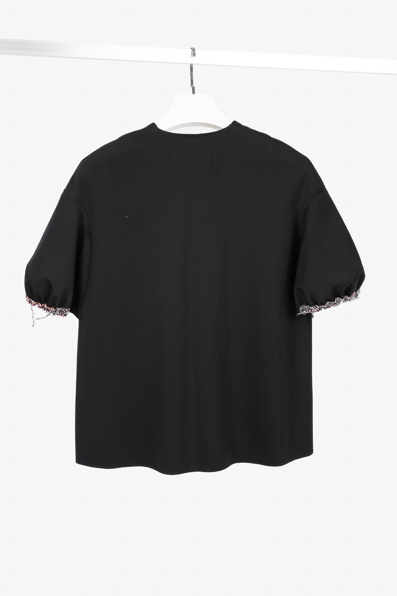 Marie Saint Pierre Marie Saint Pierre Neoprene Trimmed-Puff-Sleeve T-Shirt Size S / US 4 / IT 40 - 2 Thumbnail