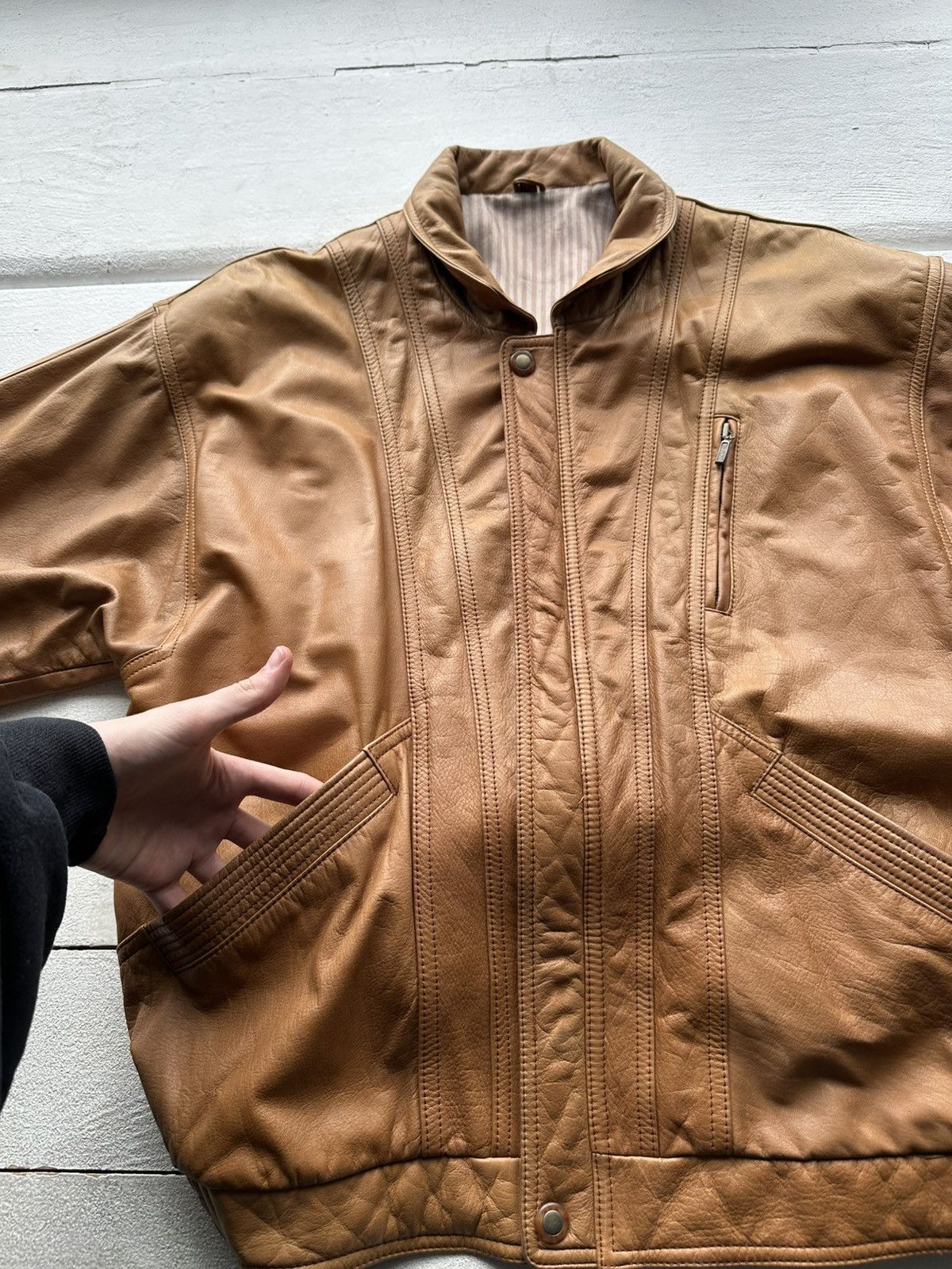Vintage VNTG🚨 LEATHER JACKET CROPPED AVANT GARDE Y2K MOTO COWBOY Size US L / EU 52-54 / 3 - 4 Thumbnail