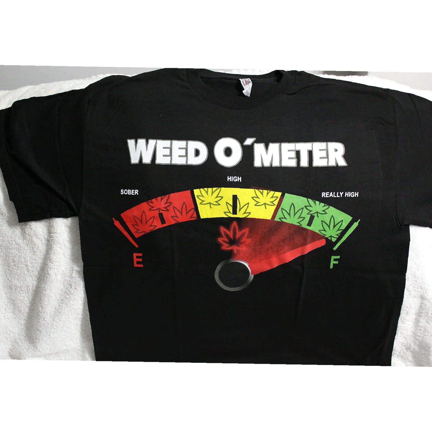 Vintage Weed O Meter Marijuana Mens Black Cotton T Shirt Size US XL / EU 56 / 4 - 2 Thumbnail