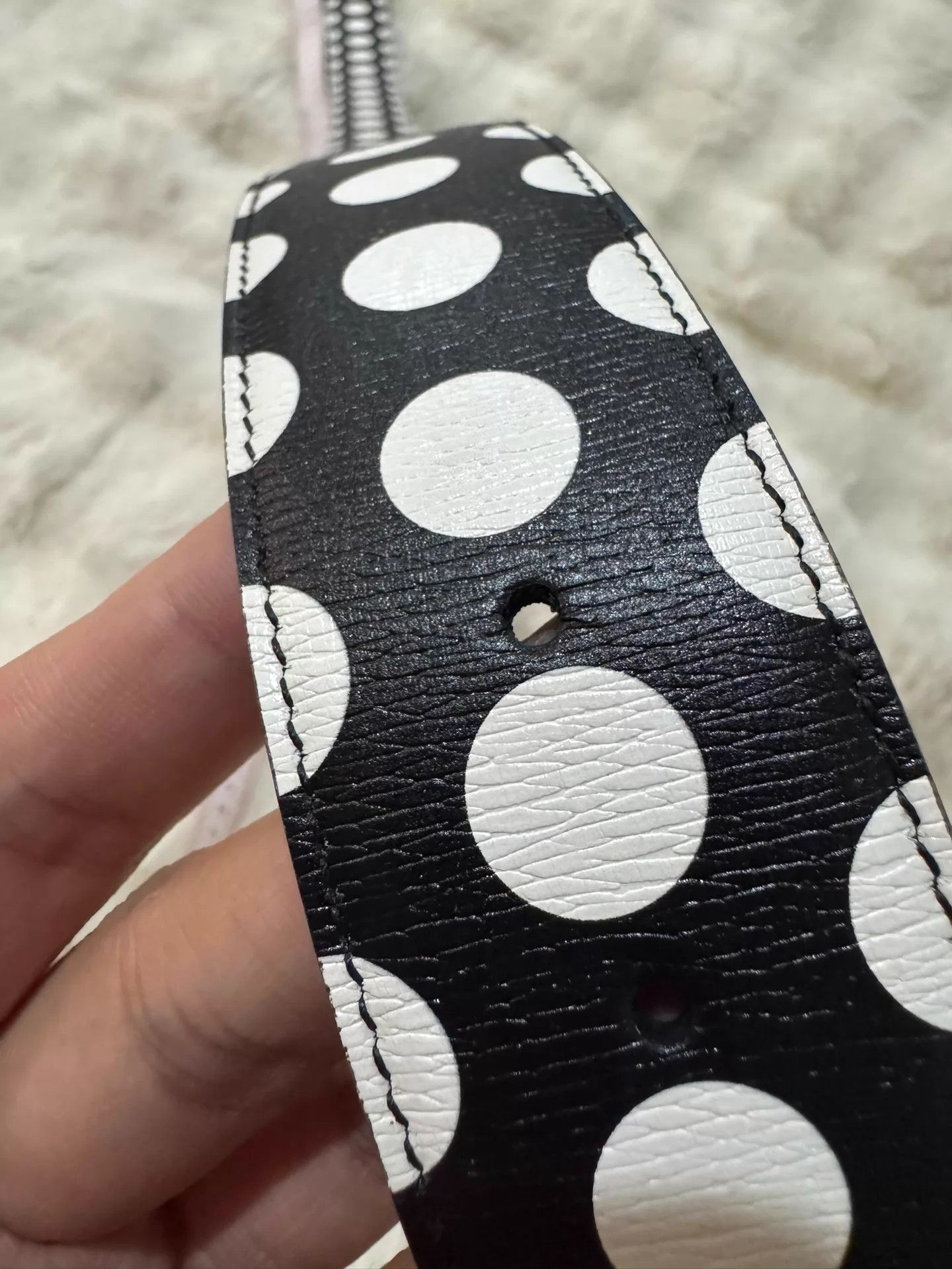 Gucci Gucci GG Buckle Black White Polka Dot Belt 85 NWT Size ONE SIZE - 9 Thumbnail