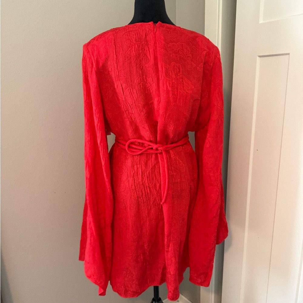 Stella McCartney New | STELLA MCCARTNEY Delia Floral Embossed Silk Dress Red Size M / US 6-8 / IT 42-44 - 5 Thumbnail