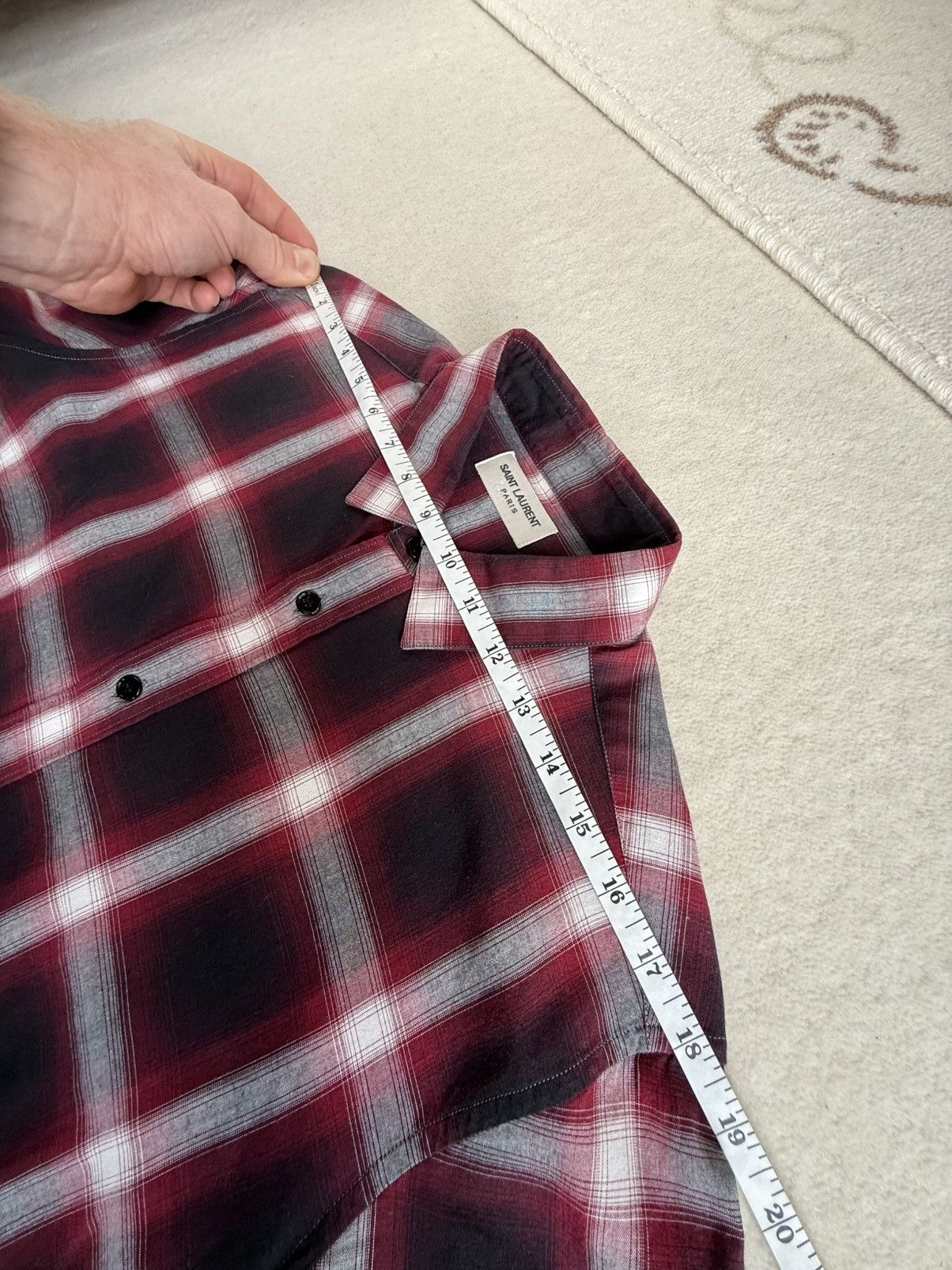 Saint Laurent Paris FW14 Saint Laurent Hedi Slimane red black flannel shirt 40 Size US L / EU 52-54 / 3 - 4 Thumbnail