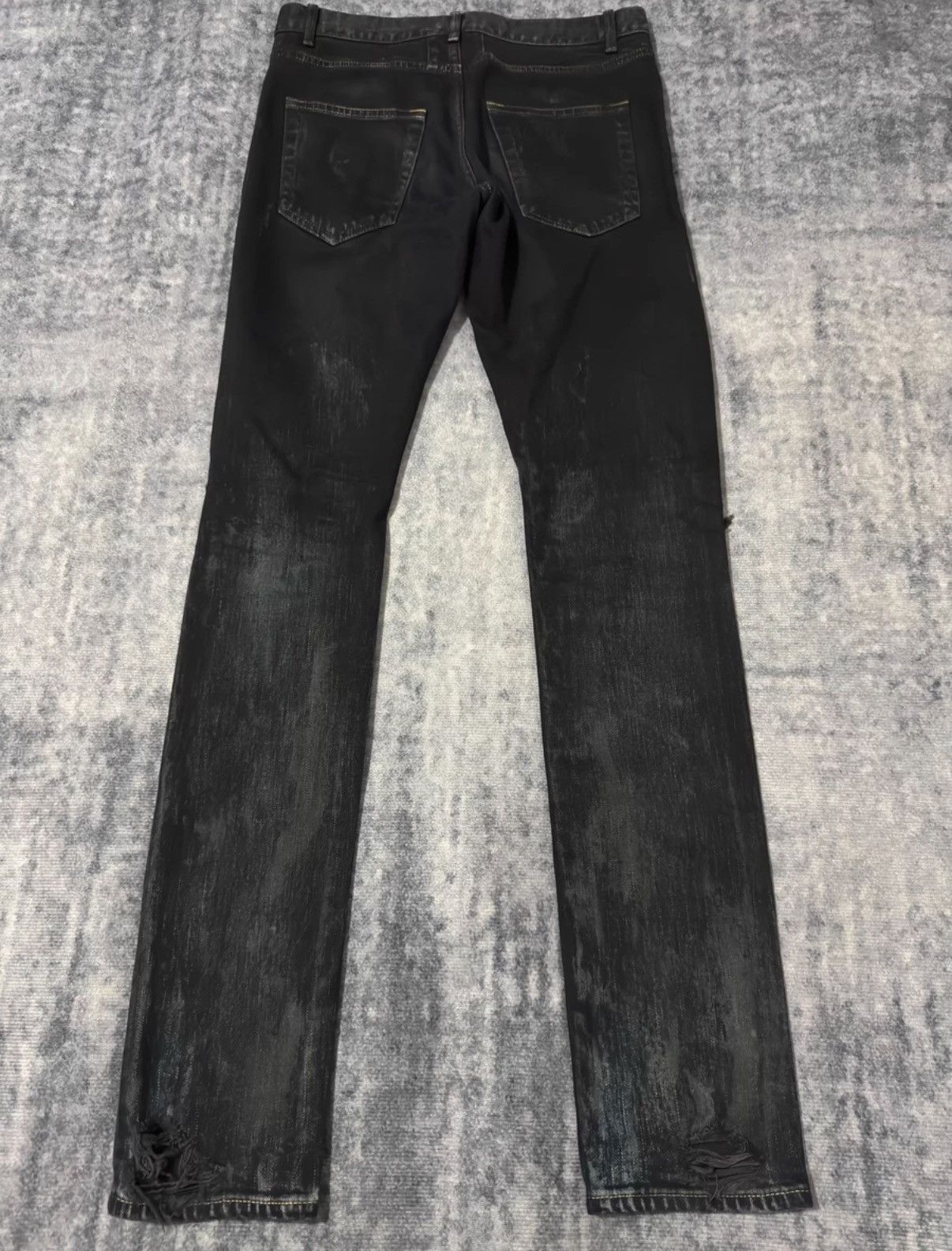 Saint Laurent Paris SLP 15SS Black Mud Oil Stain Heavy Destroyed Jeans Size US 29 - 2 Thumbnail
