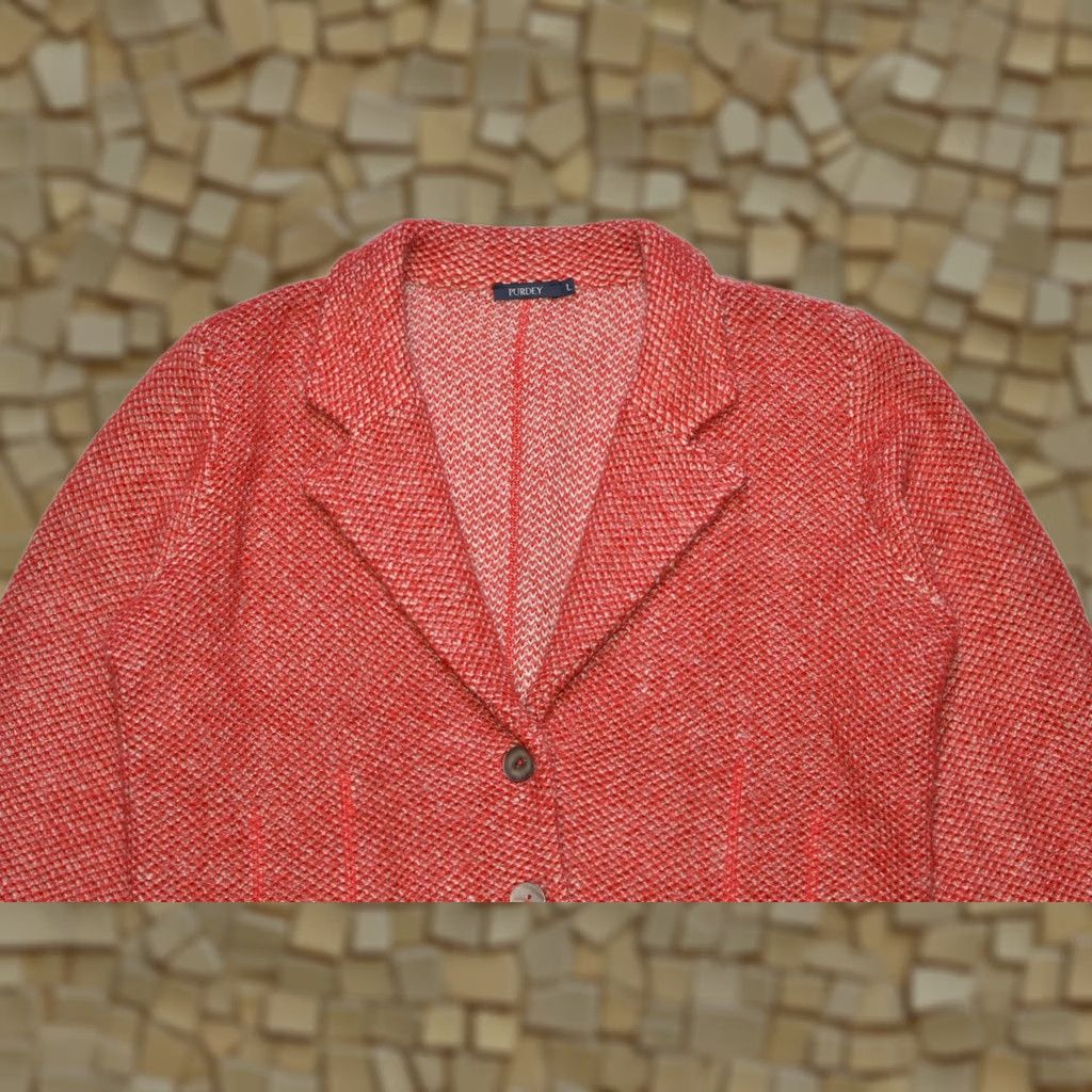 Vintage Wmns Purdey Cardigan Sweater, Red, Size L, Acrylic Mohair, CP2072, Regular, Womens Size L / US 10 / IT 46 - 1 Thumbnail