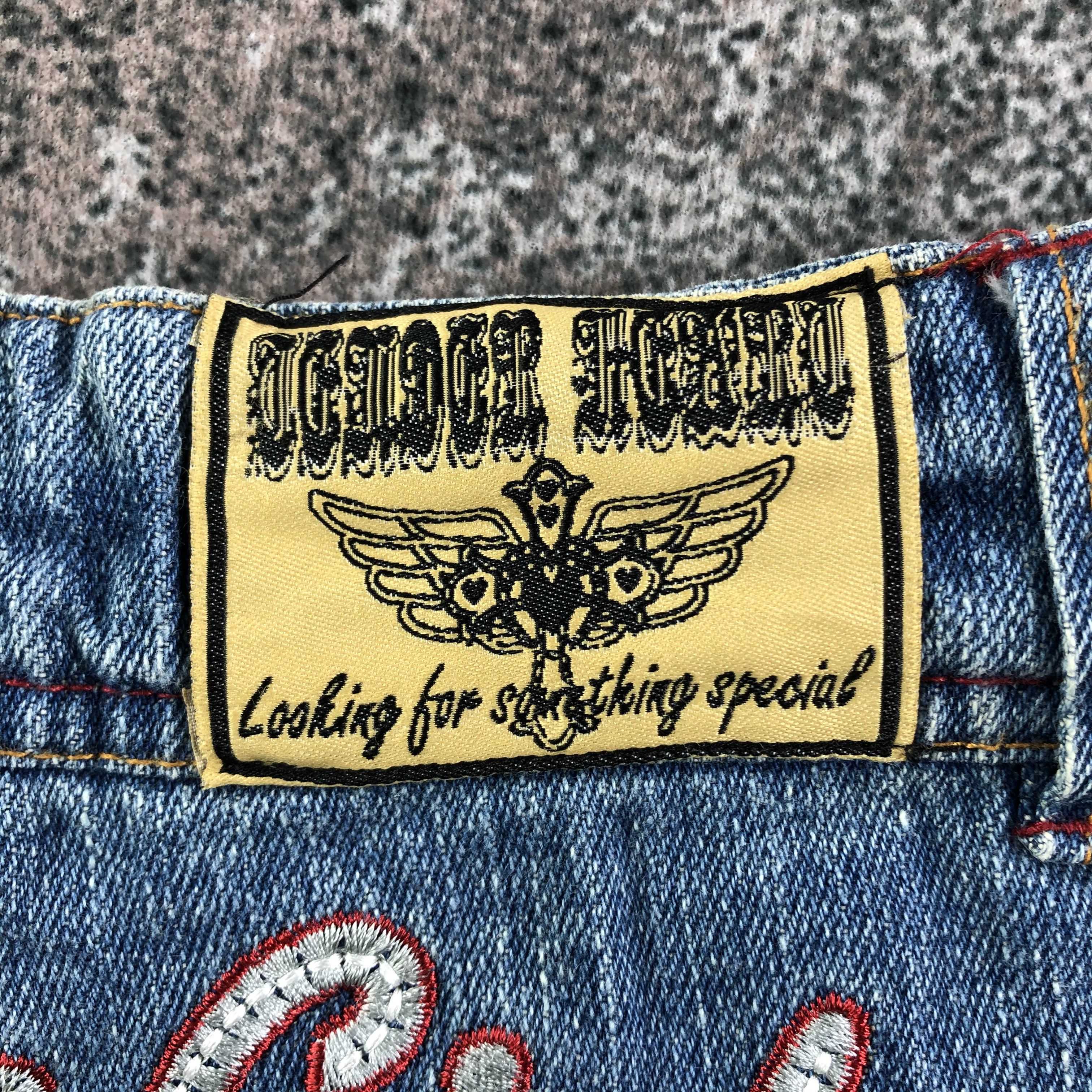 Japanese Brand Tender Heart Jeans Embroidered Flare Denim KJ1857 Size 29" - 5 Thumbnail