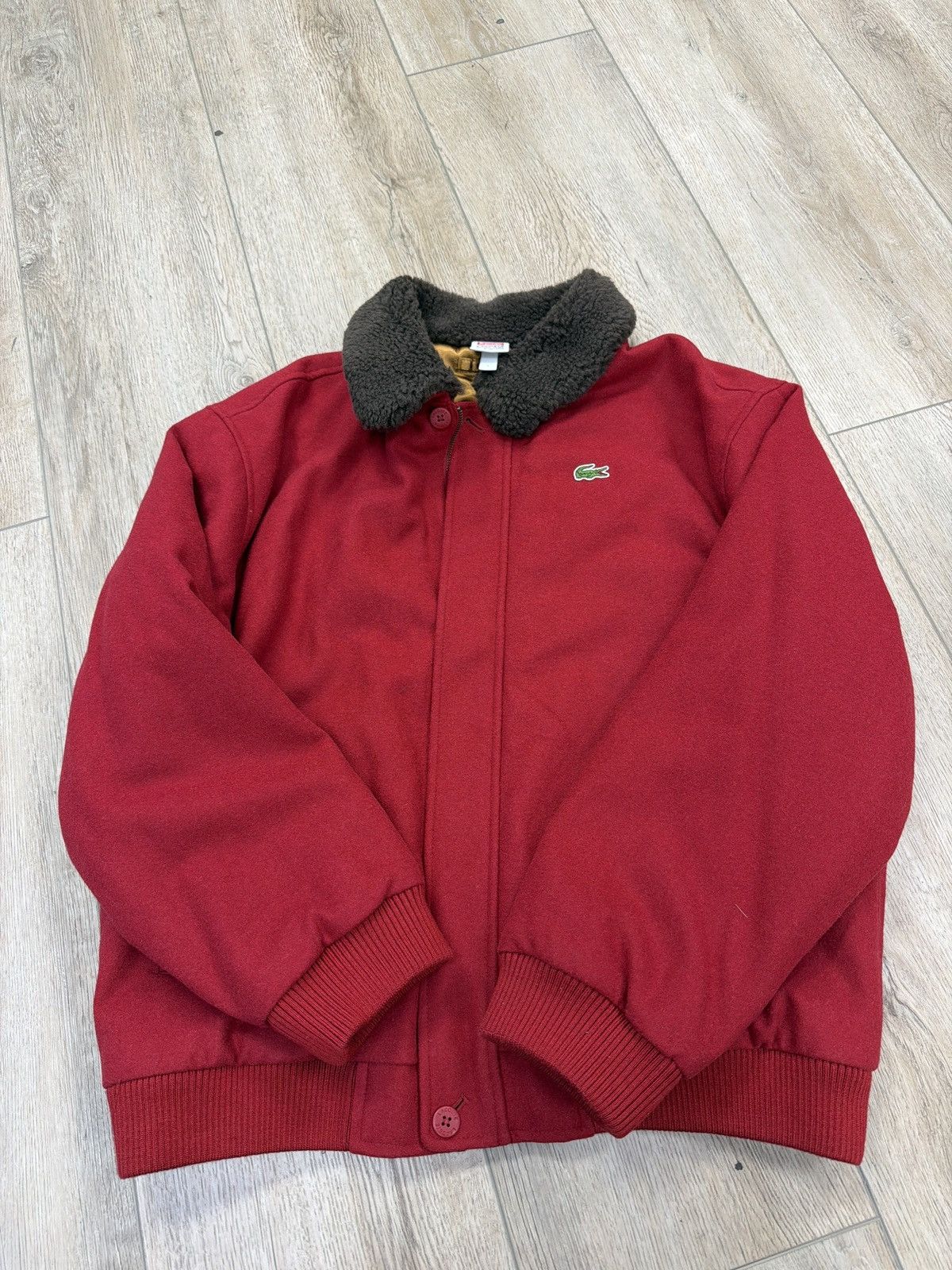 Lacoste × Supreme Lacoste supreme red wool bomber jacket Size US L / EU 52-54 / 3 - 2 Thumbnail