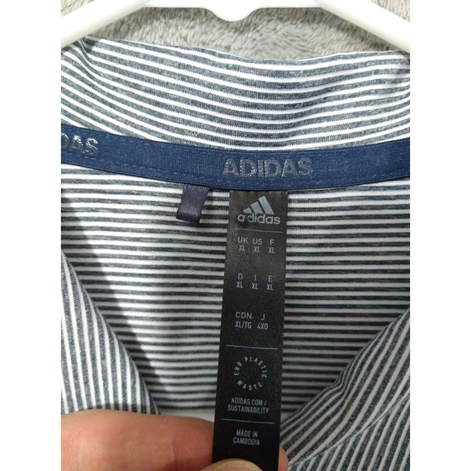 Adidas Adidas Shirt Mens XL Gray Striped Minnesota Wild Short Sleeve Ottoman Polo Size US XL / EU 56 / 4 - 5 Thumbnail