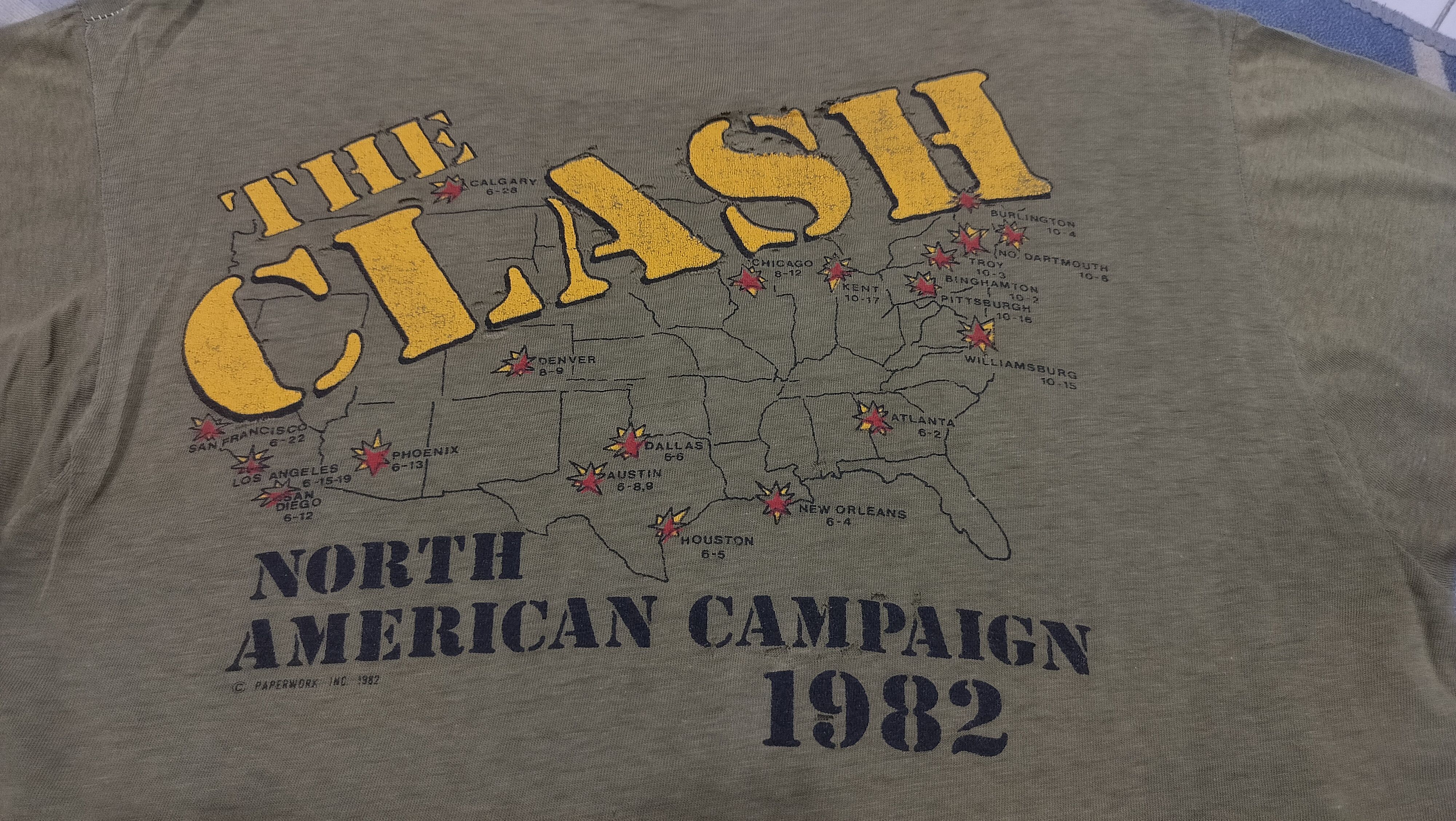Vintage Vtg 80s Distressed paper thin Punk The Clash American war Size US L / EU 52-54 / 3 - 3 Thumbnail