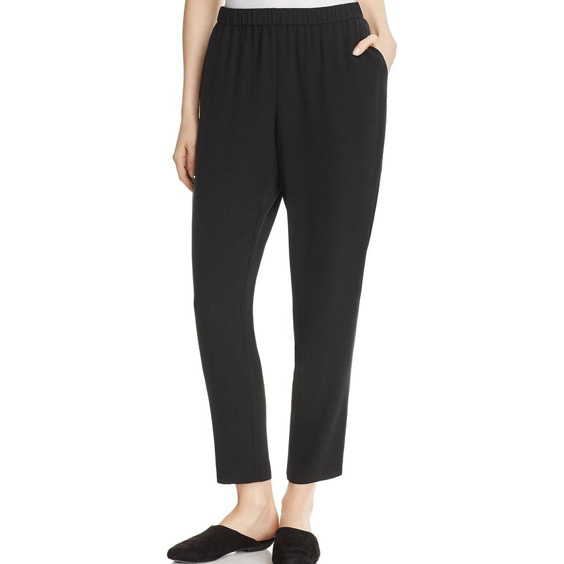 Other Eileen Fisher 100% Silk Crepe Pants Ankle Wide Leg Pewter S Size 28" / US 6 / IT 42 - 1 Thumbnail