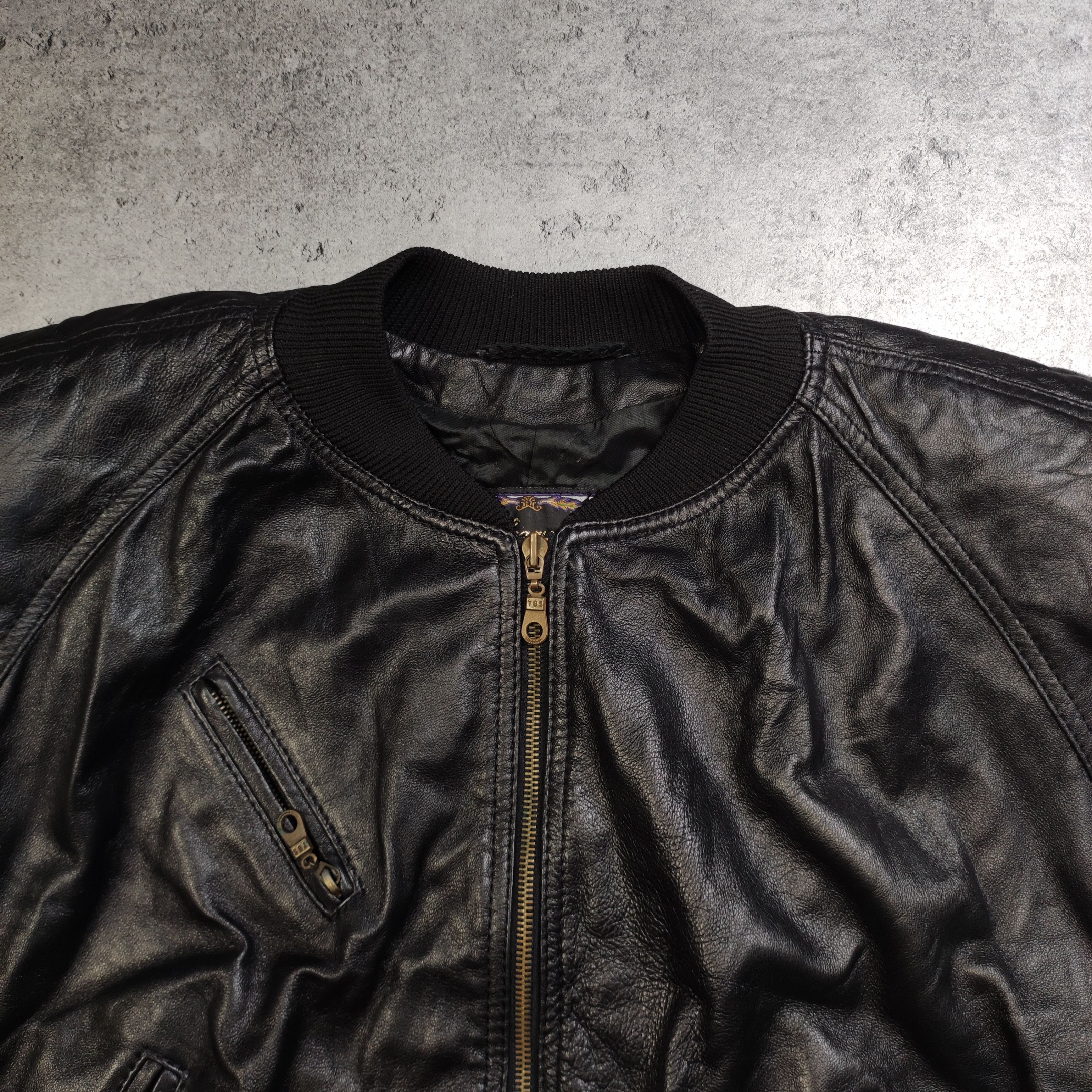 Vintage Vintage RARE 90s Eco Leather Casino Cards Bomber Jacket Size US S / EU 44-46 / 1 - 10 Thumbnail