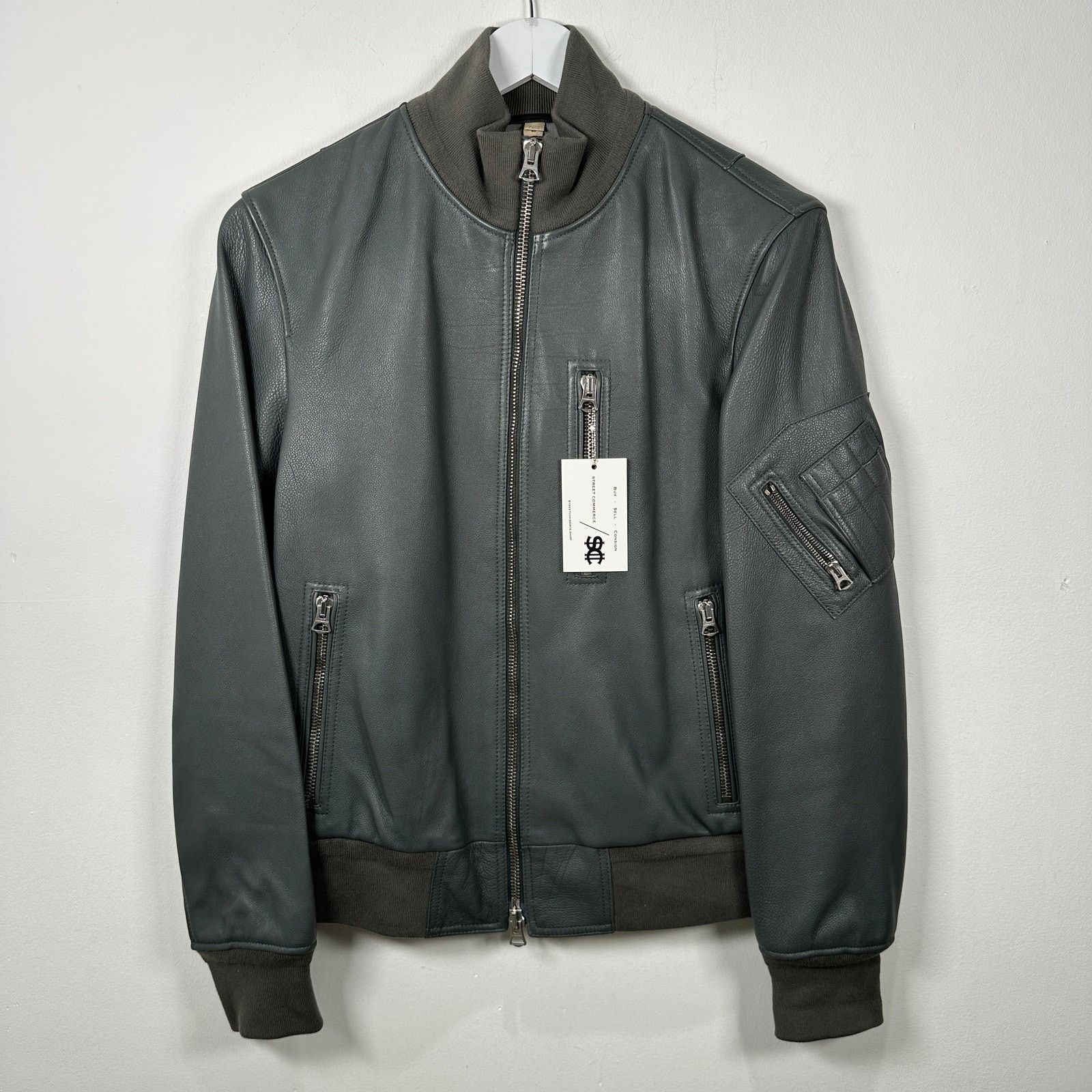 Burberry Burberry Dark Steel Leather Bomber Jacket Size 48 Size US M / EU 48-50 / 2 - 1 Thumbnail