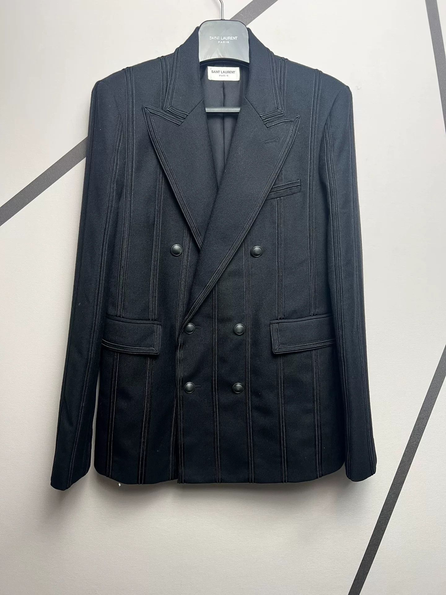 Saint Laurent Paris Saint Laurent Black Double-Breasted Blazer Size US M / EU 48-50 / 2 - 1 Thumbnail