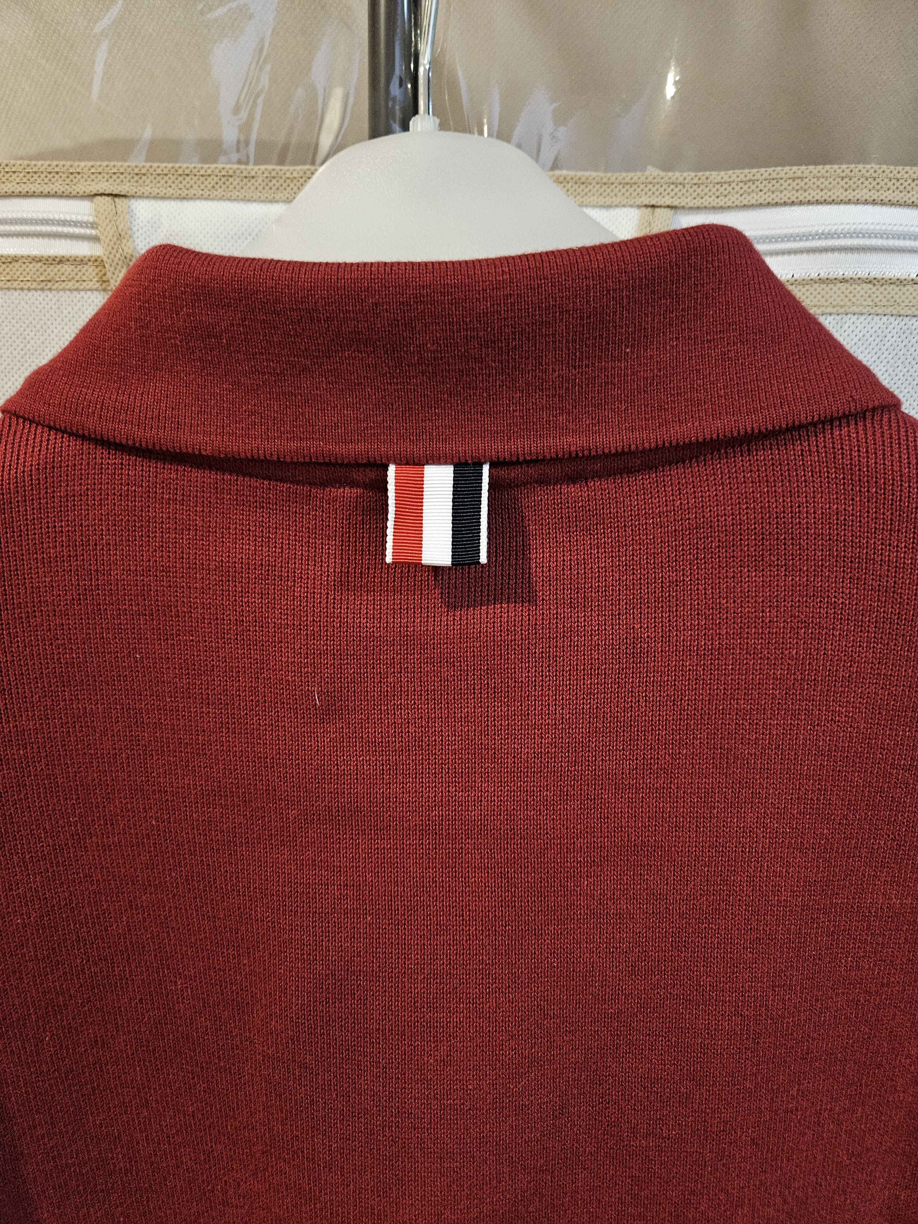 Thom Browne Double Face Knit 4-Bar Long Sleeve Polo Size US L / EU 52-54 / 3 - 8 Thumbnail