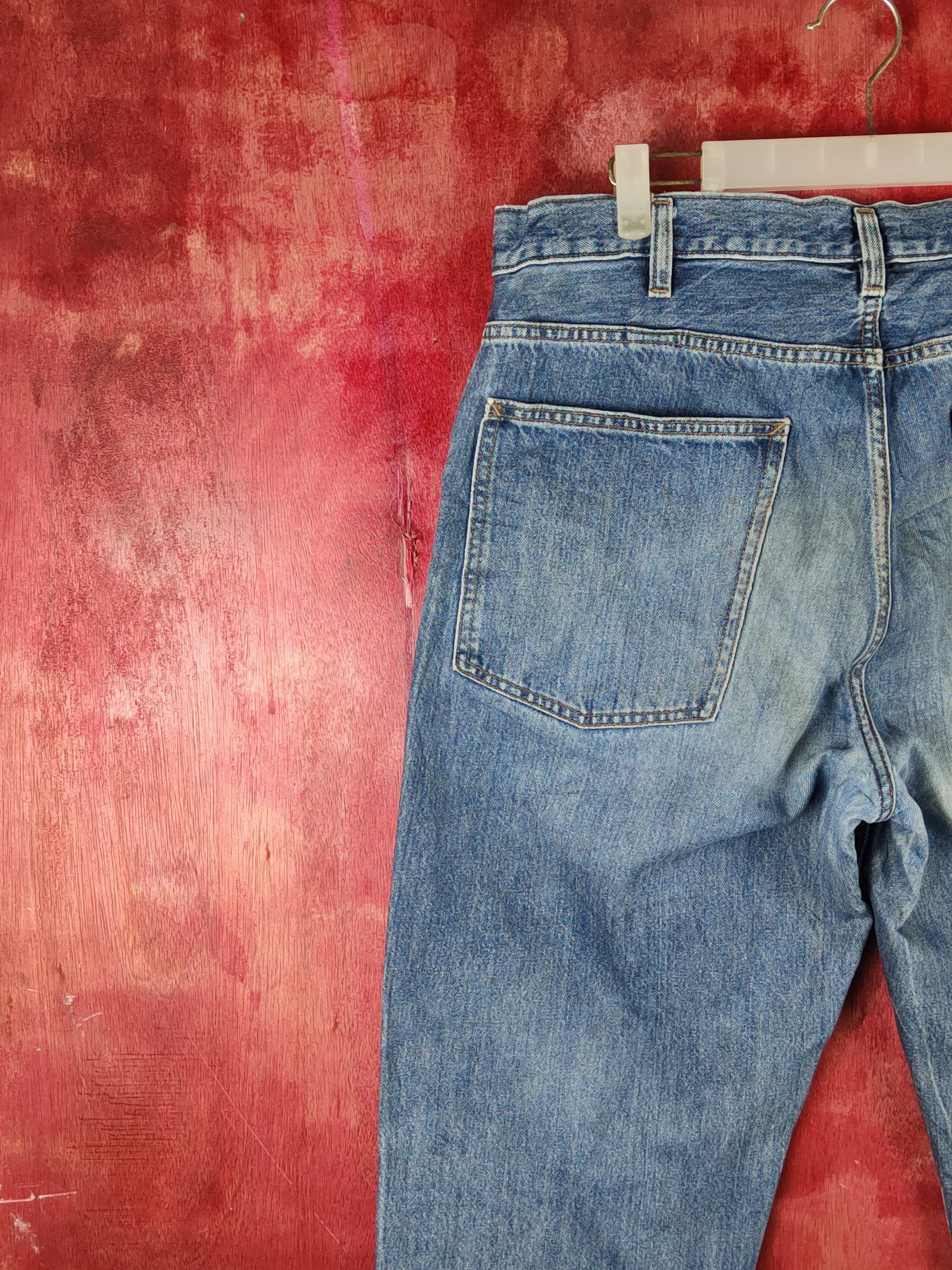Japanese Brand Uniqlo Blue Faded Distressed Ripped Jeans #S1634 Size US 35 - 8 Thumbnail