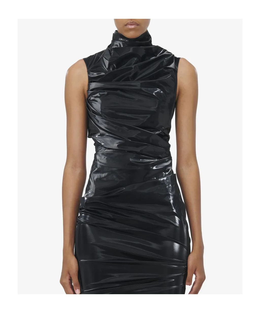 Alexander McQueen o1srvl11e0326 Laminated Jersey Dress in Black Size S / US 4 / IT 40 - 5 Thumbnail